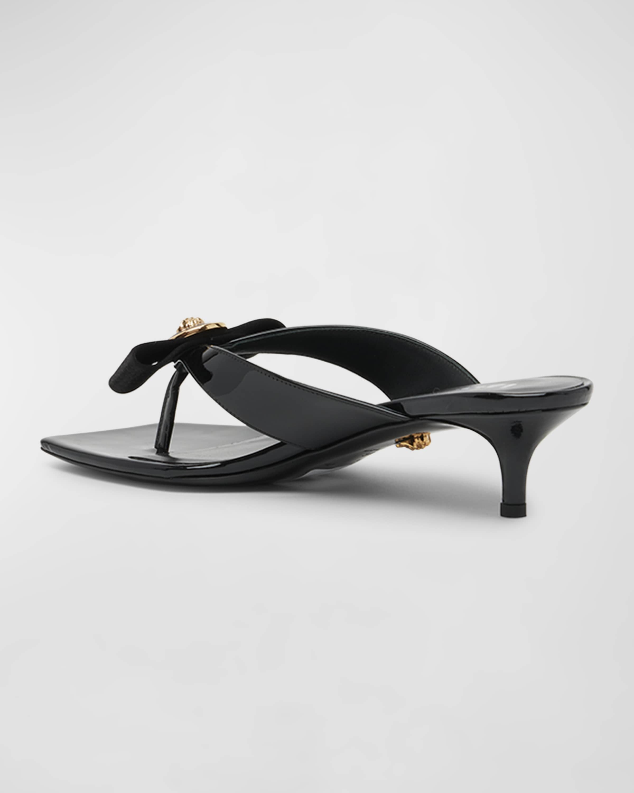Gianni Patent Bow Thong Sandals - 3