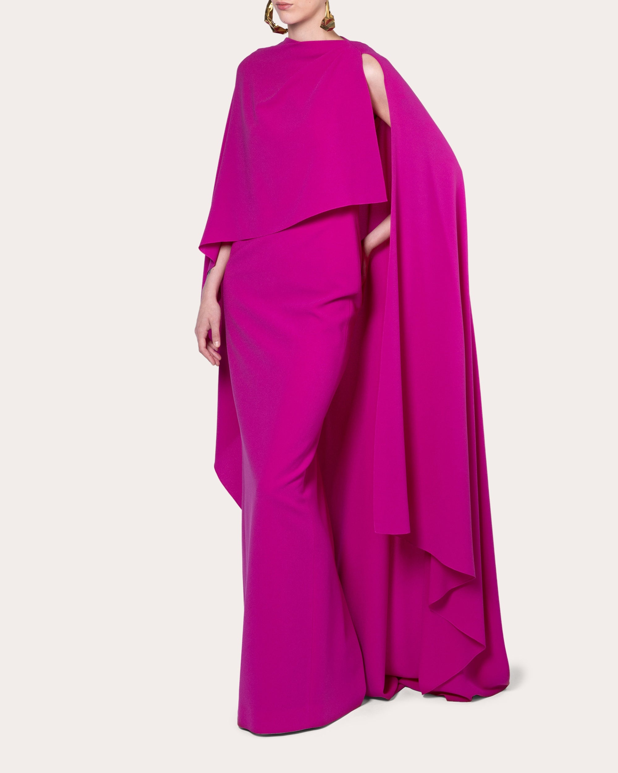 Demetria Crepe Draped Cape Maxi Dress - 3