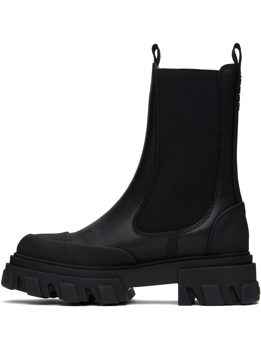 Black Stitch Cleated Mid Chelsea Boots - 3
