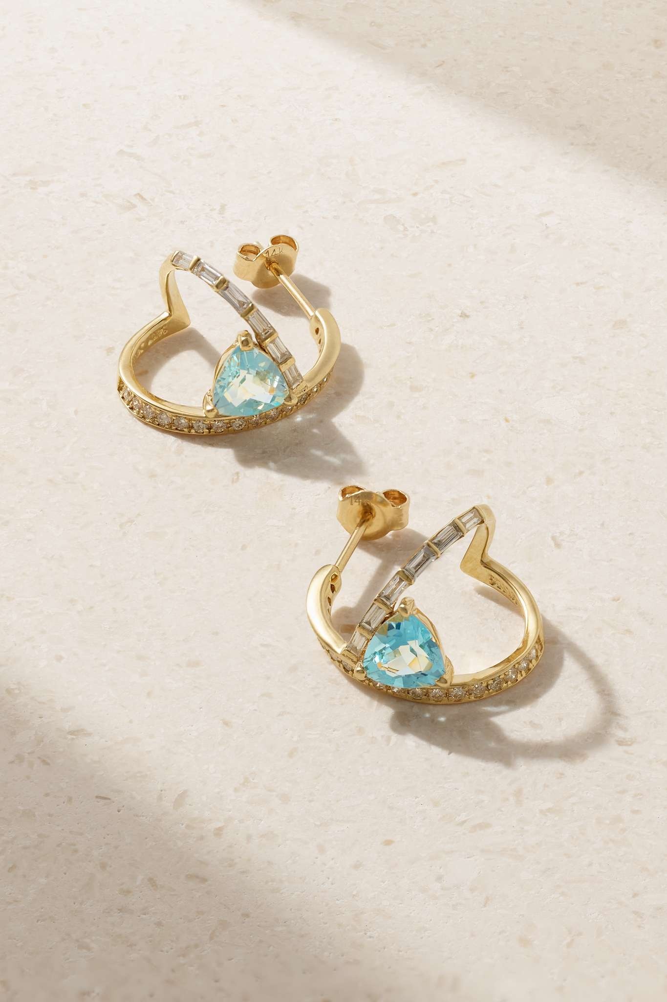 14-karat gold, topaz and diamond earrings - 1