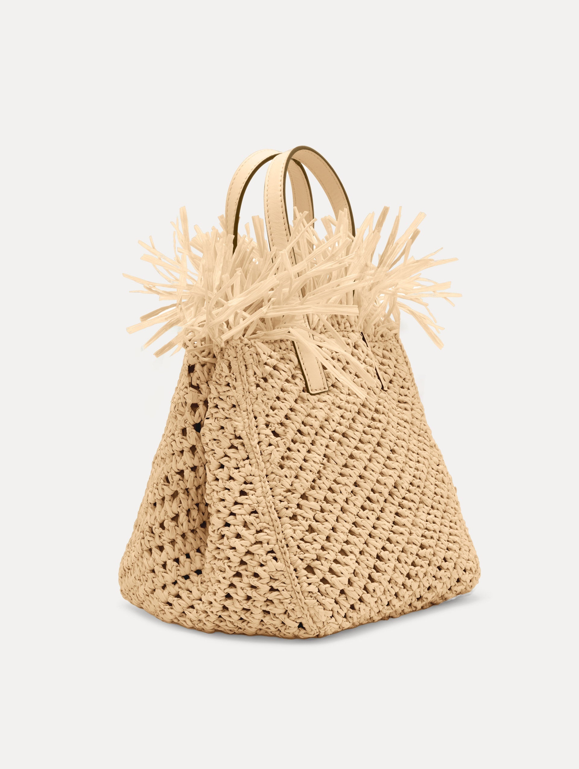 SMALL RAFFIA CROCHET SQUARE TOTE - 2