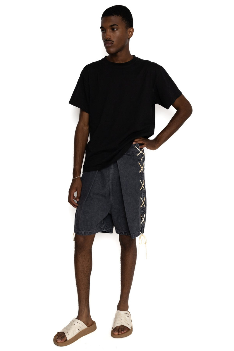 14oz Black Denim EASY RANCH GO Shorts - Faded Black 2
