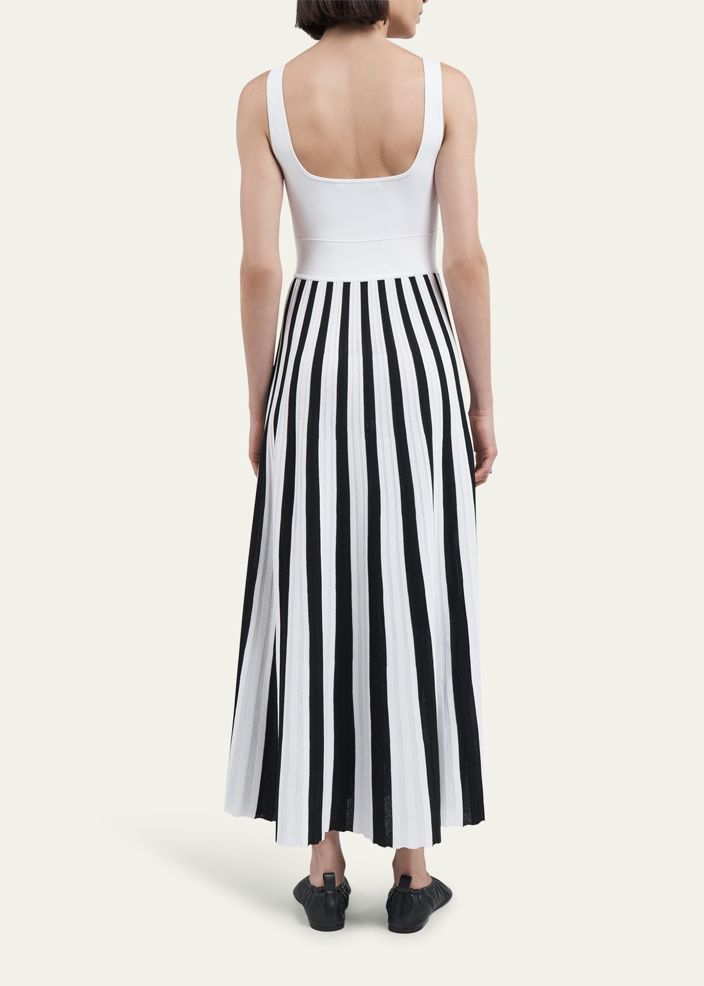 Stripe Square Neck Mesh Dress - 3