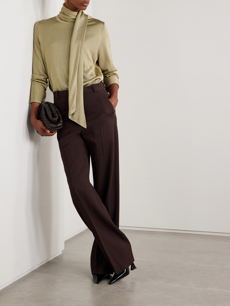 GALVAN Ida Scarf-detailed Metallic Jersey Top outlook