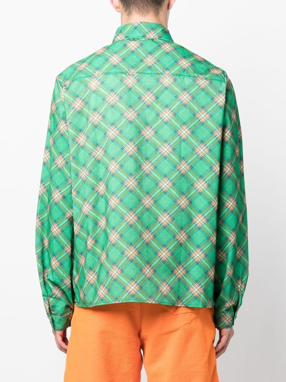 check-pattern corduroy shirt - 4
