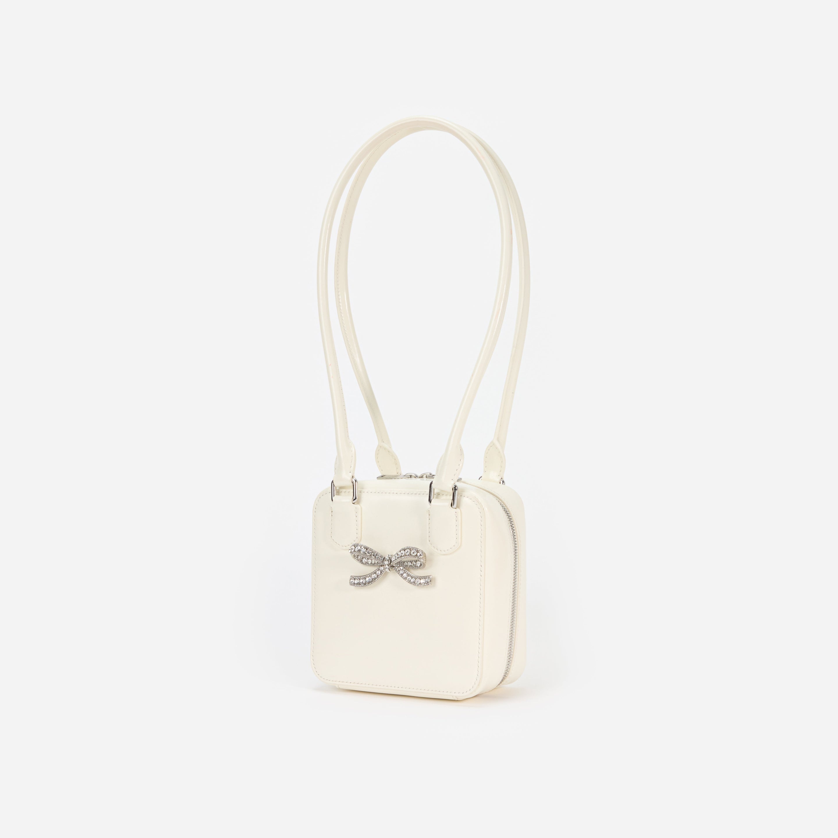 Cream Leather Square Shoulder Bag - 2