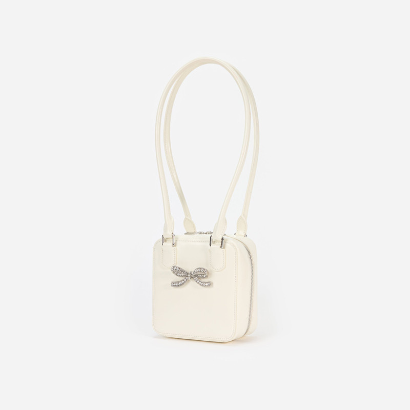 self-portrait Cream Leather Square Shoulder Bag outlook