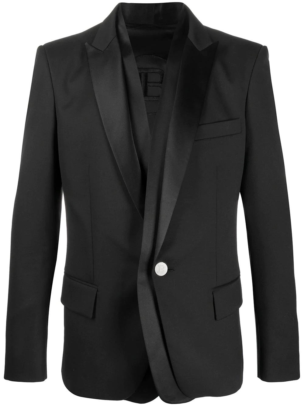 layered satin lapel blazer - 1