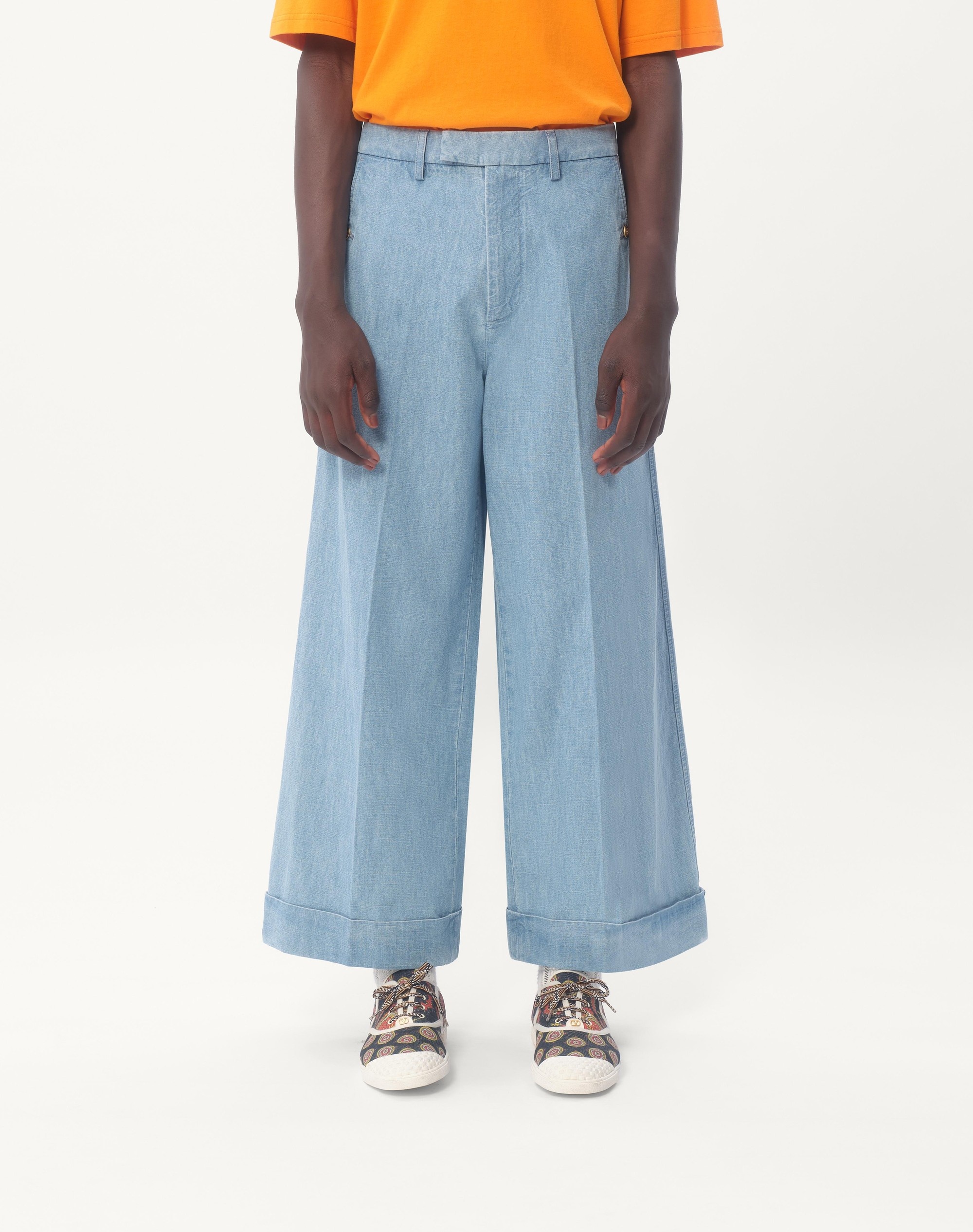 CUFFED DENIM PANTS - 5