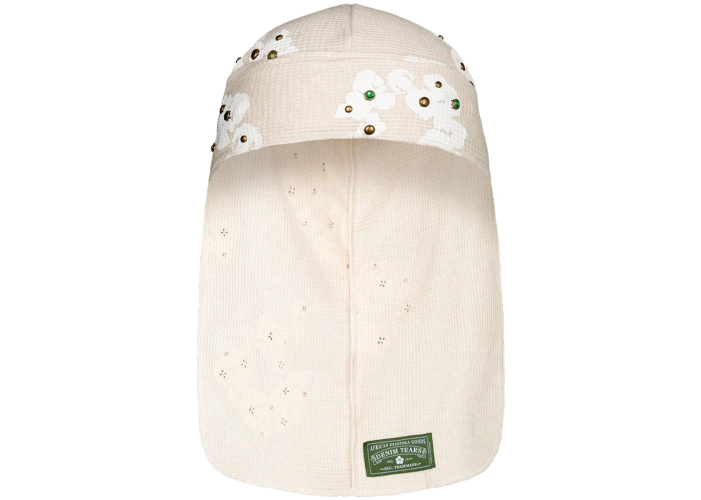Denim Tears Rhinestone Cotton Wreath Durag Oatmeal - 3
