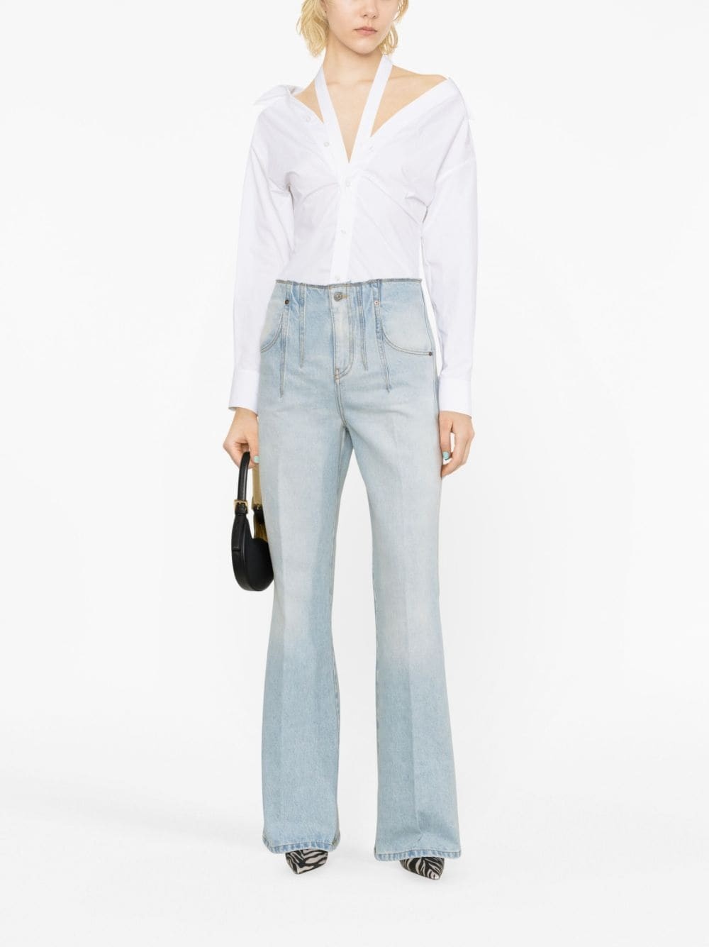 distressed flared jeans - 2