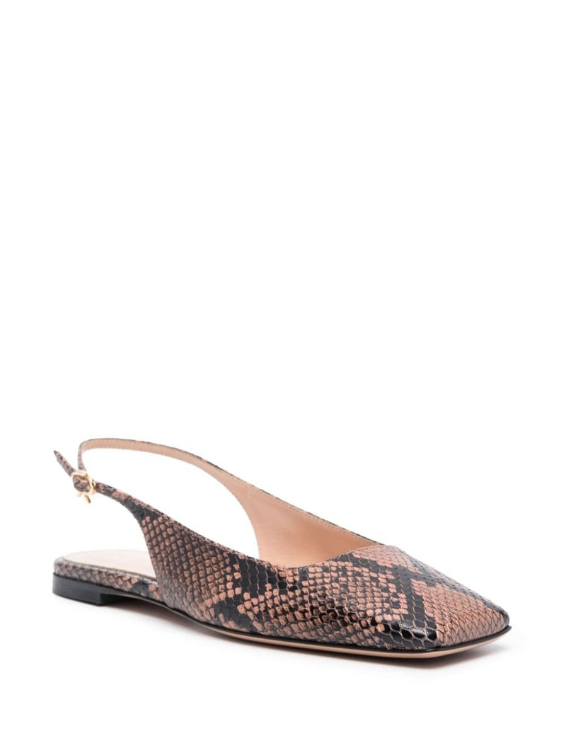 Gianvito Rossi square-toe leather ballerina shoes outlook