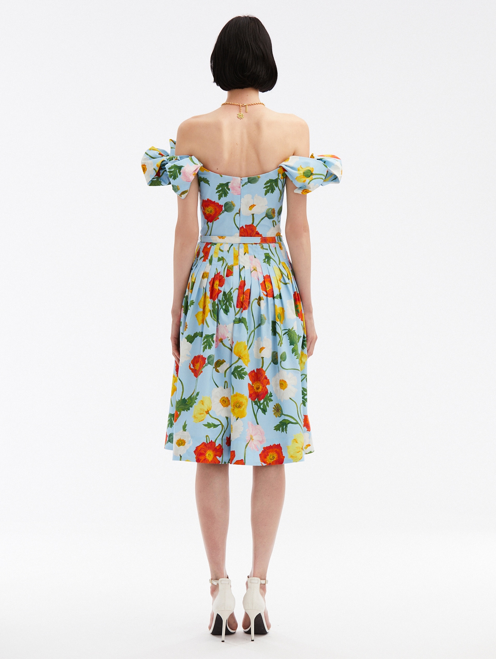 PAINTED POPPIES COTTON POPLIN OFF SHOULDER DRESS - 2
