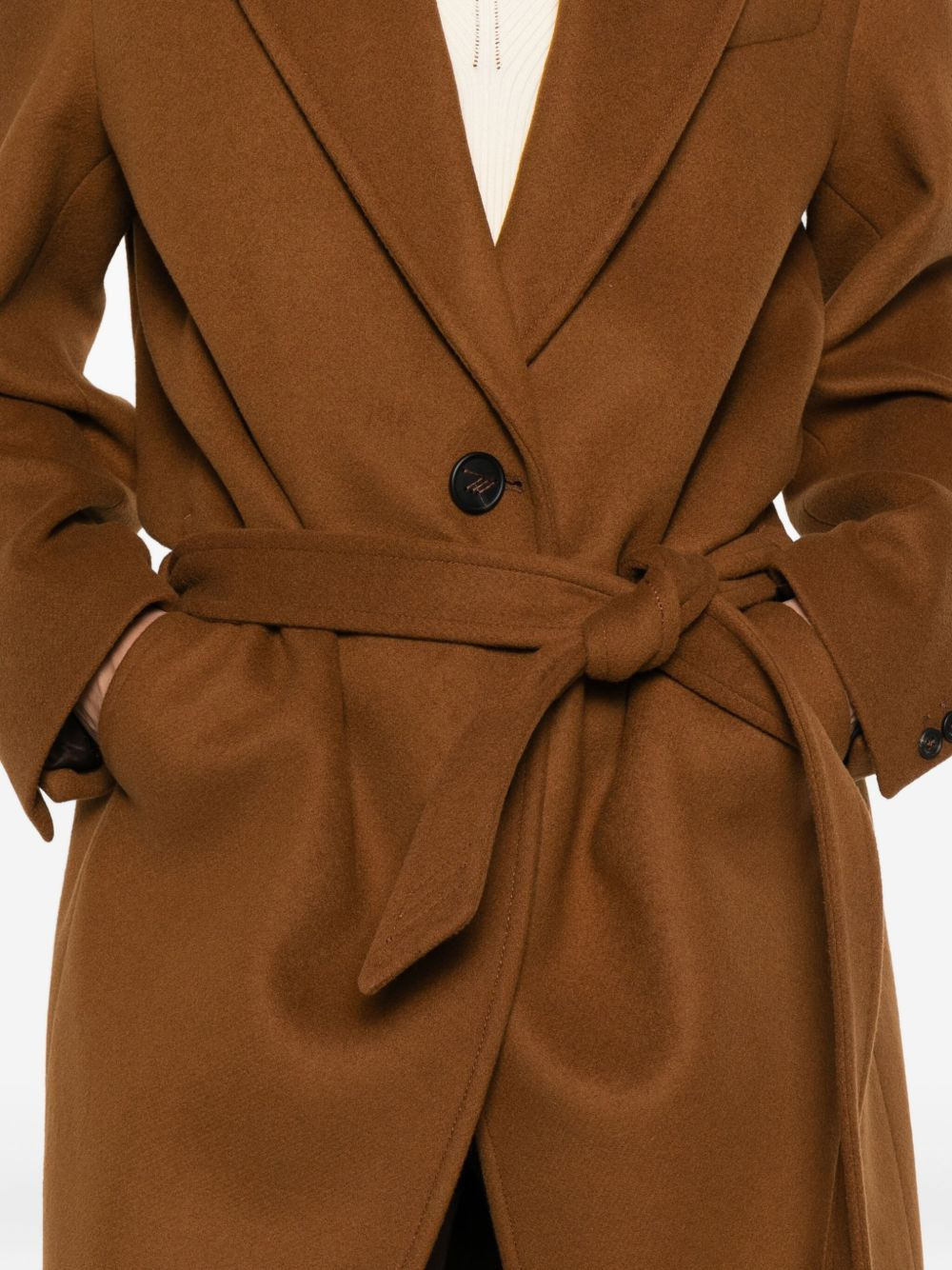 single-breasted belted coat - 5