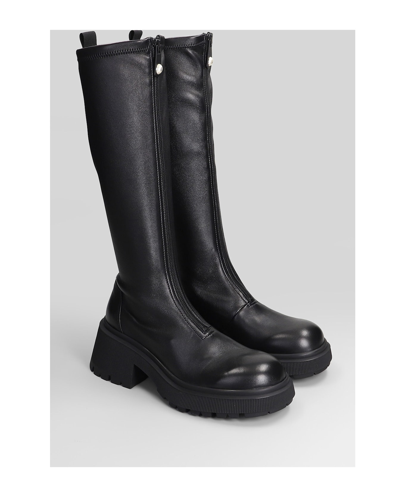 Lune Low Heels Boots In Black Leather - 2