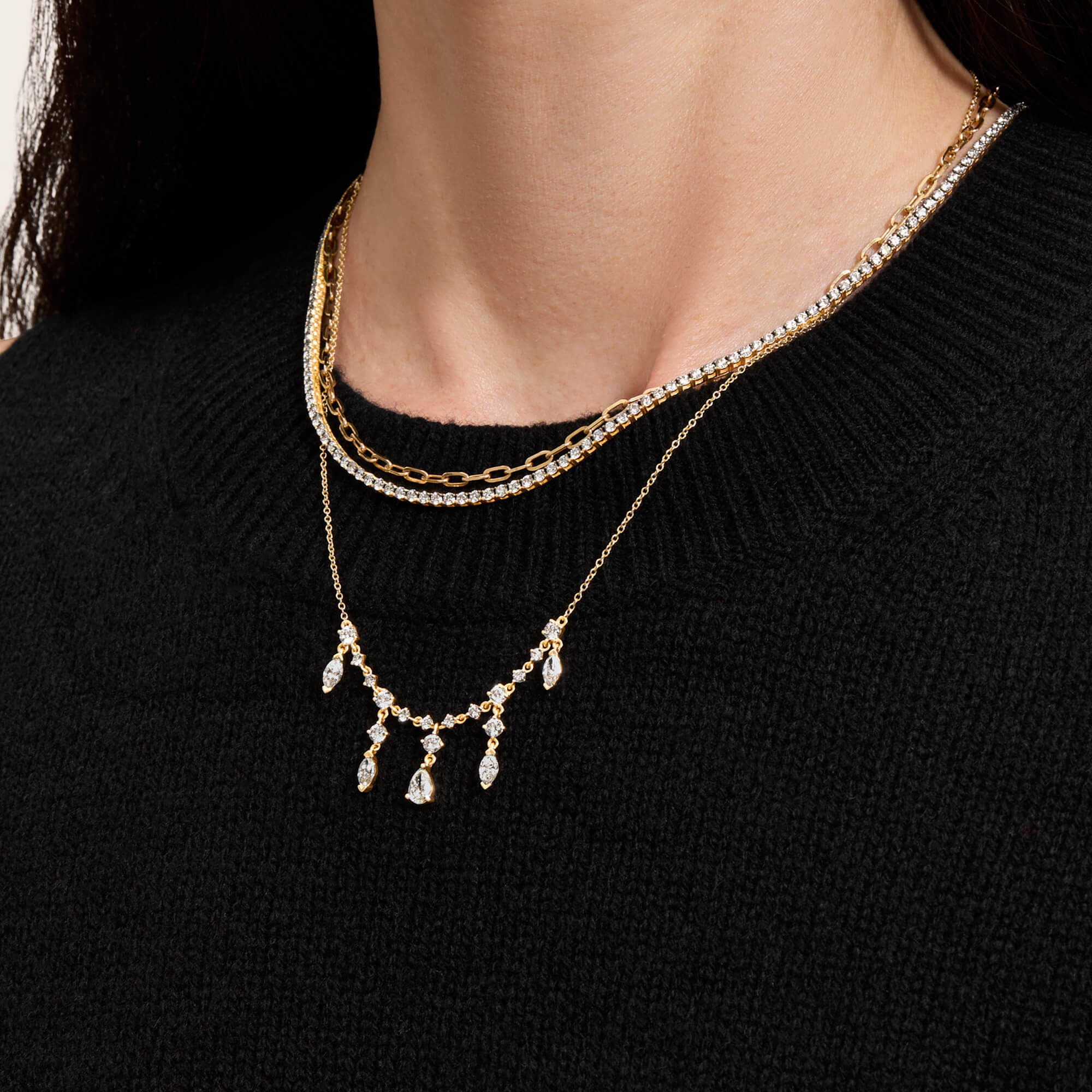 LAB-Created Diamond Dangle Choker - 5