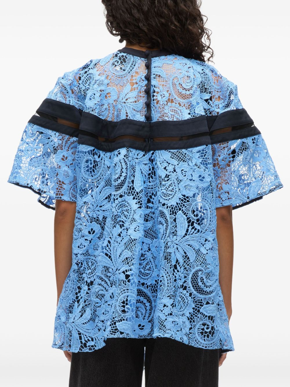 lace-panel blouse - 6