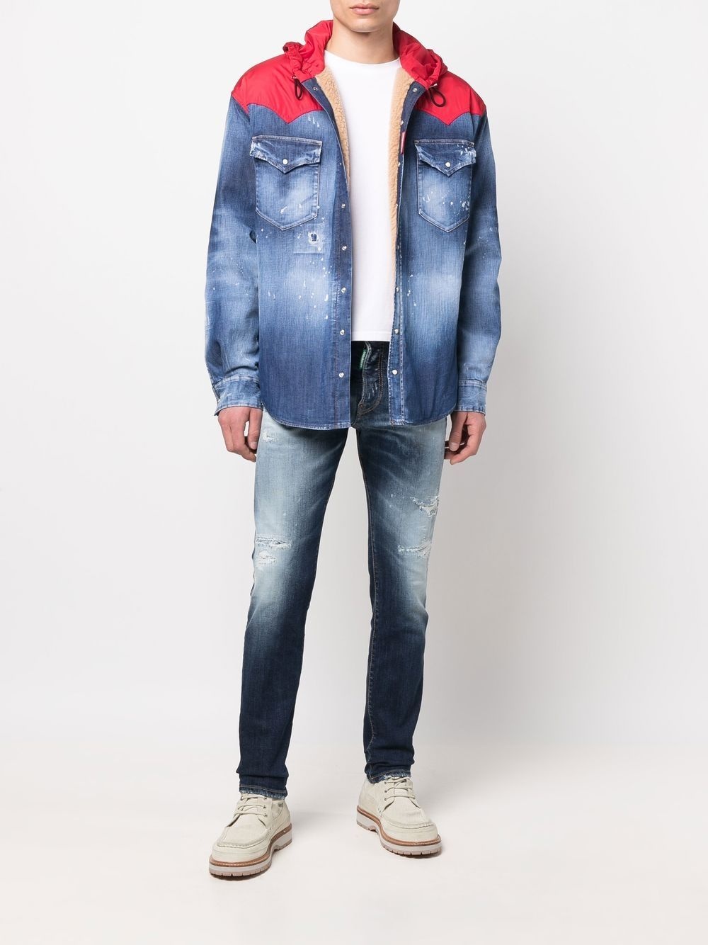 hooded hybrid denim jacket - 2