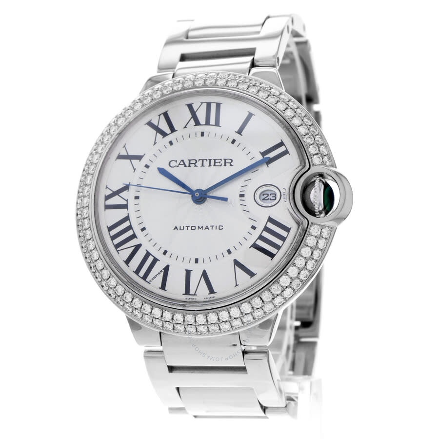 Pre-owned Cartier Ballon Bleu de Cartier Diamond Silver Dial Men's Watch WE9009Z3 - 3