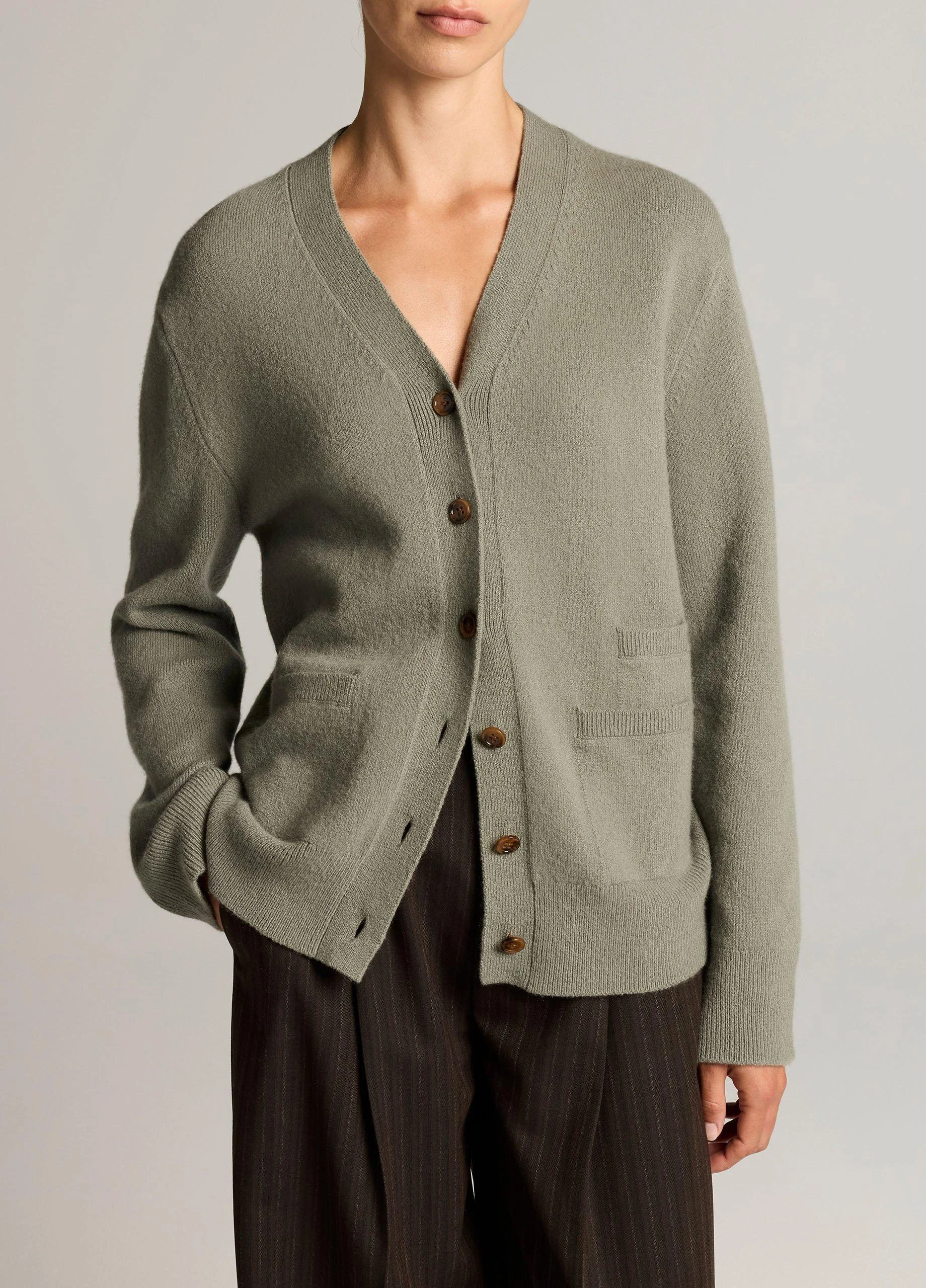Wool & Cashmere-Blend Relaxed V-Neck Cardigan - 1