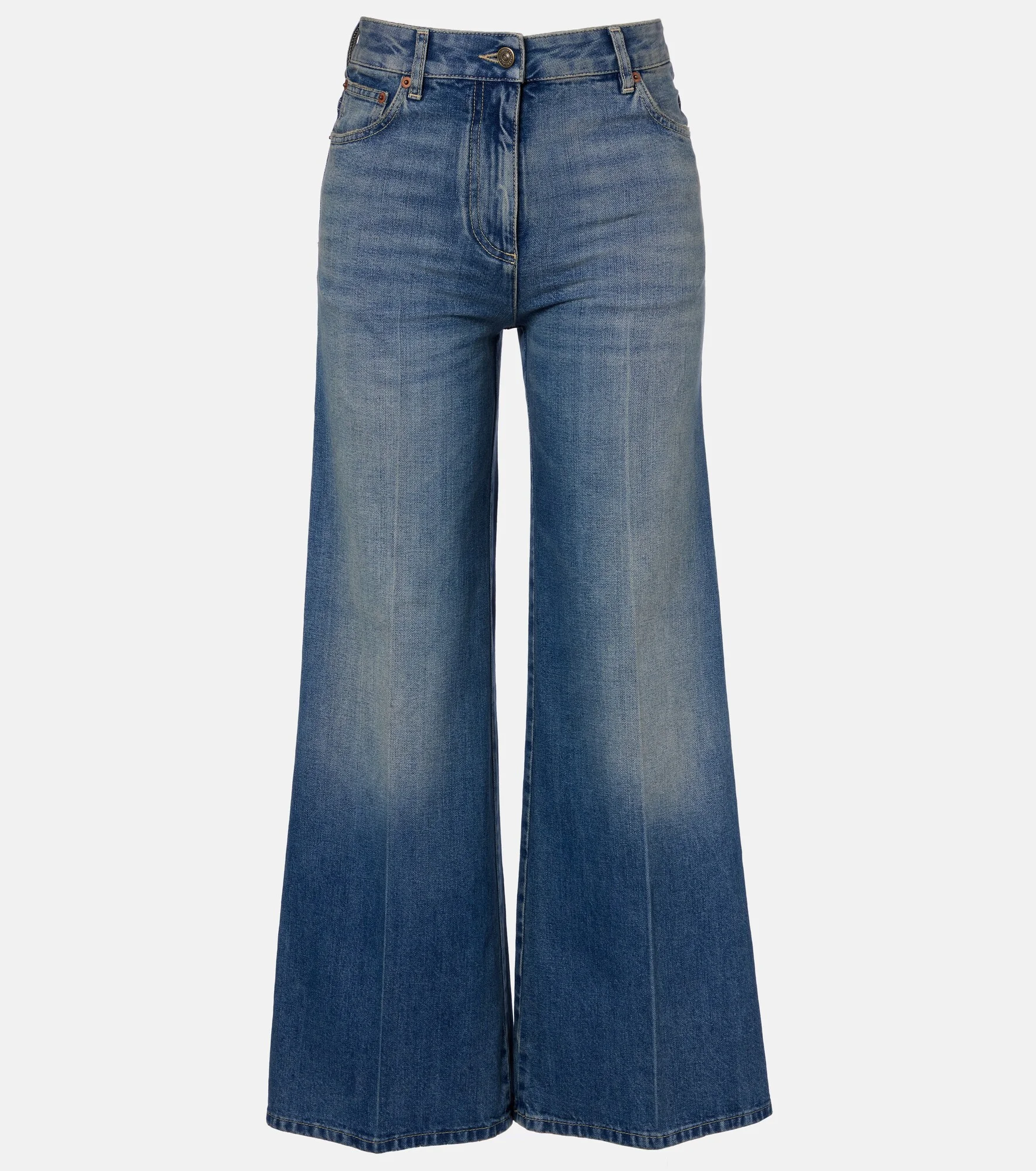 VGold wide-leg faded jeans - 1