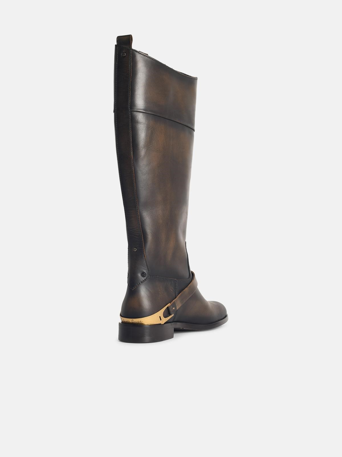 'CHARLIE' DARK BROWN LEATHER BOOTS - 3