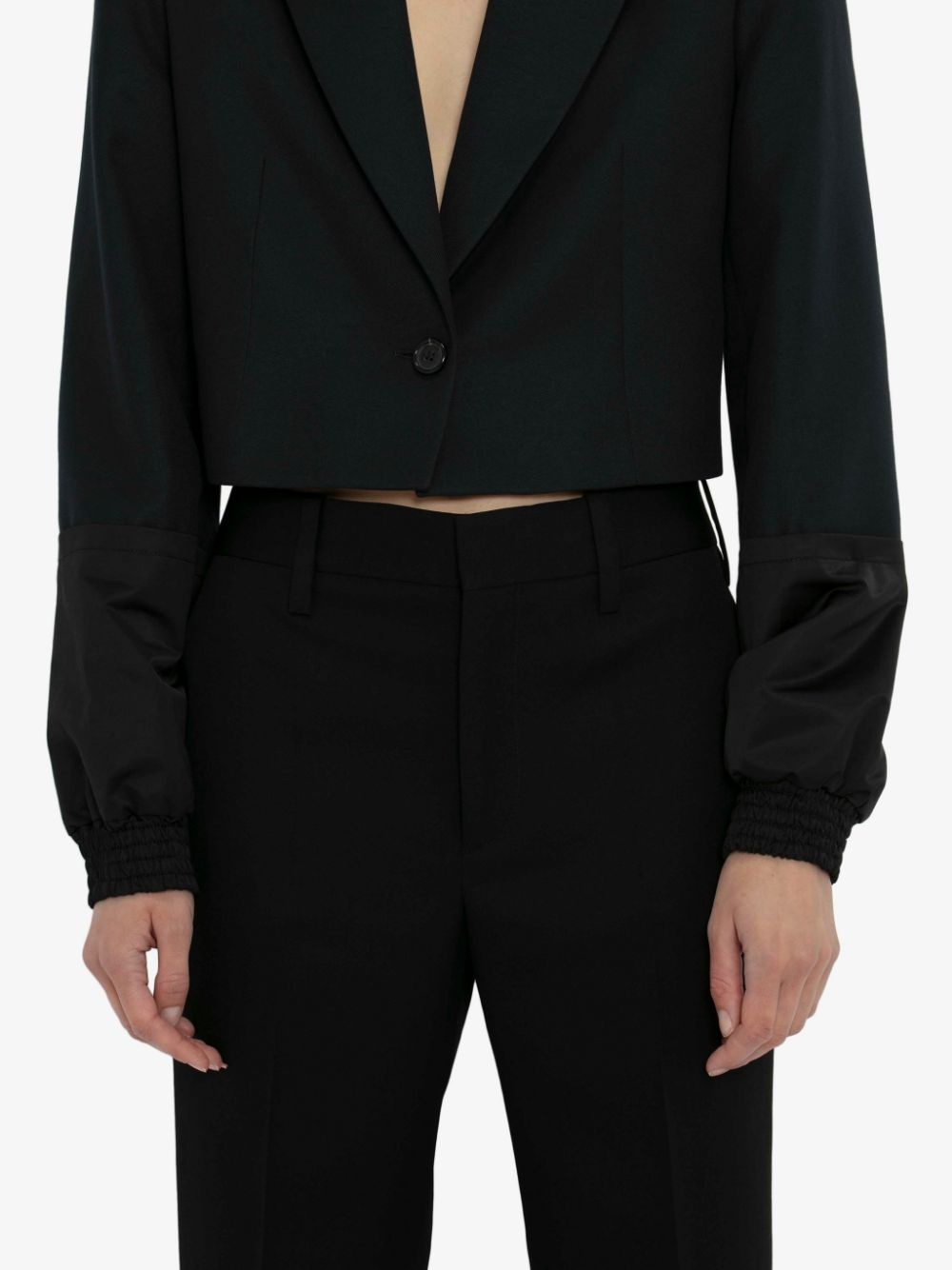 CROPPED CONTRAST SLEEVE TAILORED JACKET - 5