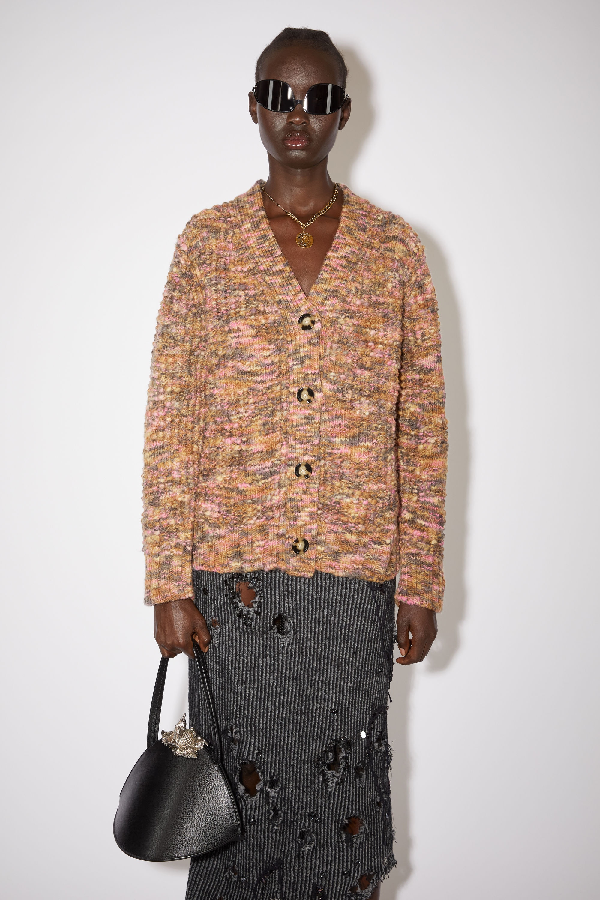 Button-up wool cardigan - Pink/multi - 2