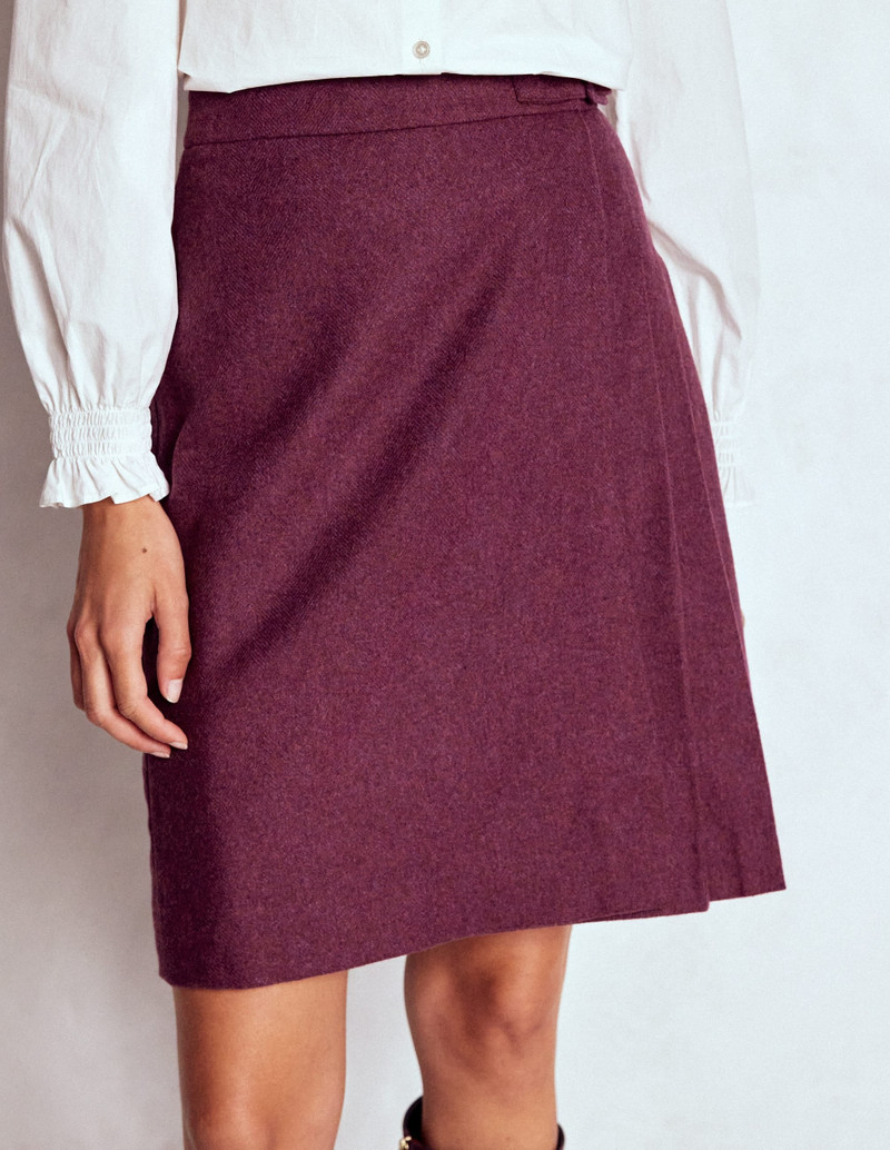 Helen Wool Kilt Skirt-Maroon and Purple Herringbone 5