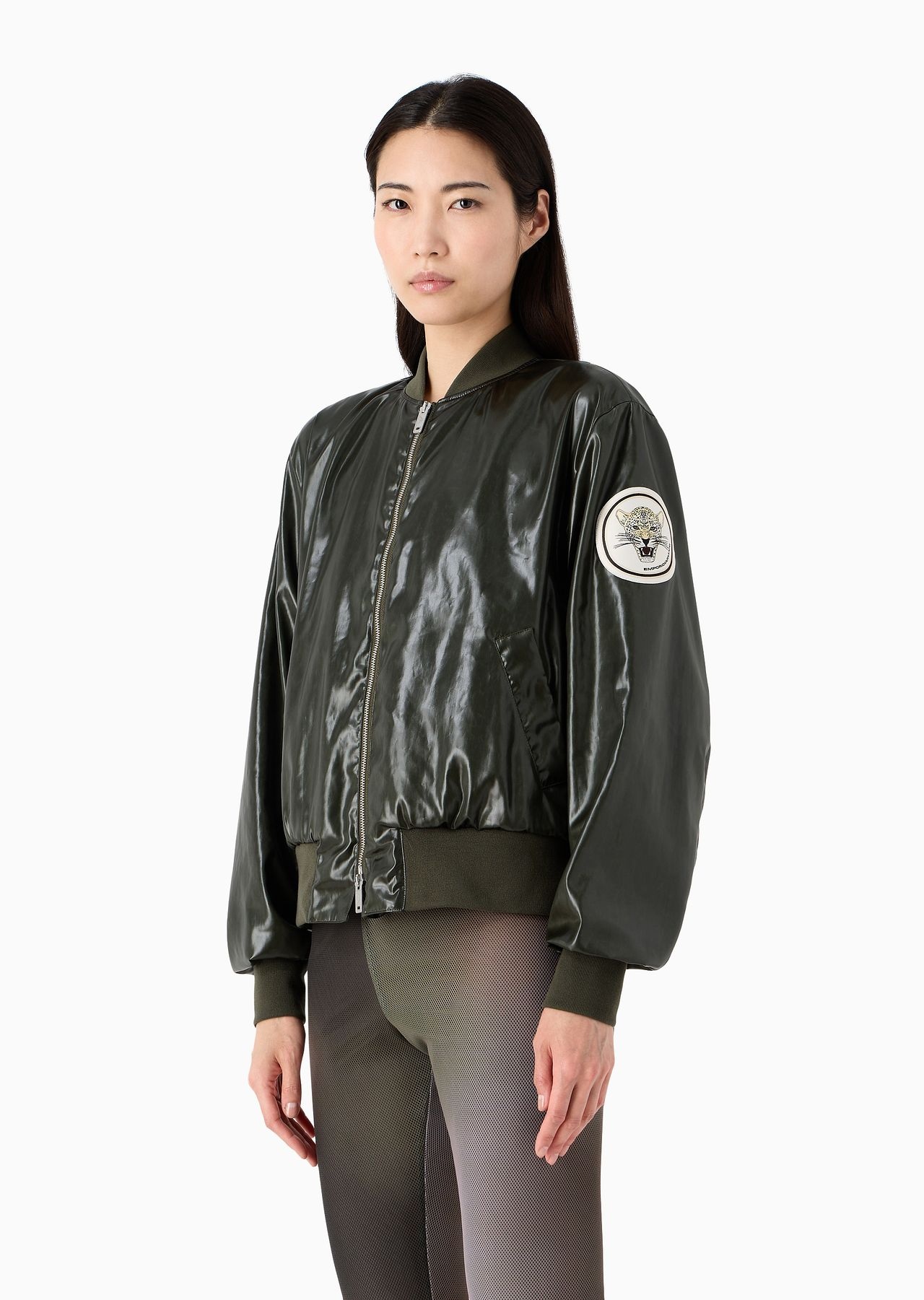 Emporio Armani Sustainability Values Capsule Collection wet-look recycled technical satin blouson - 2