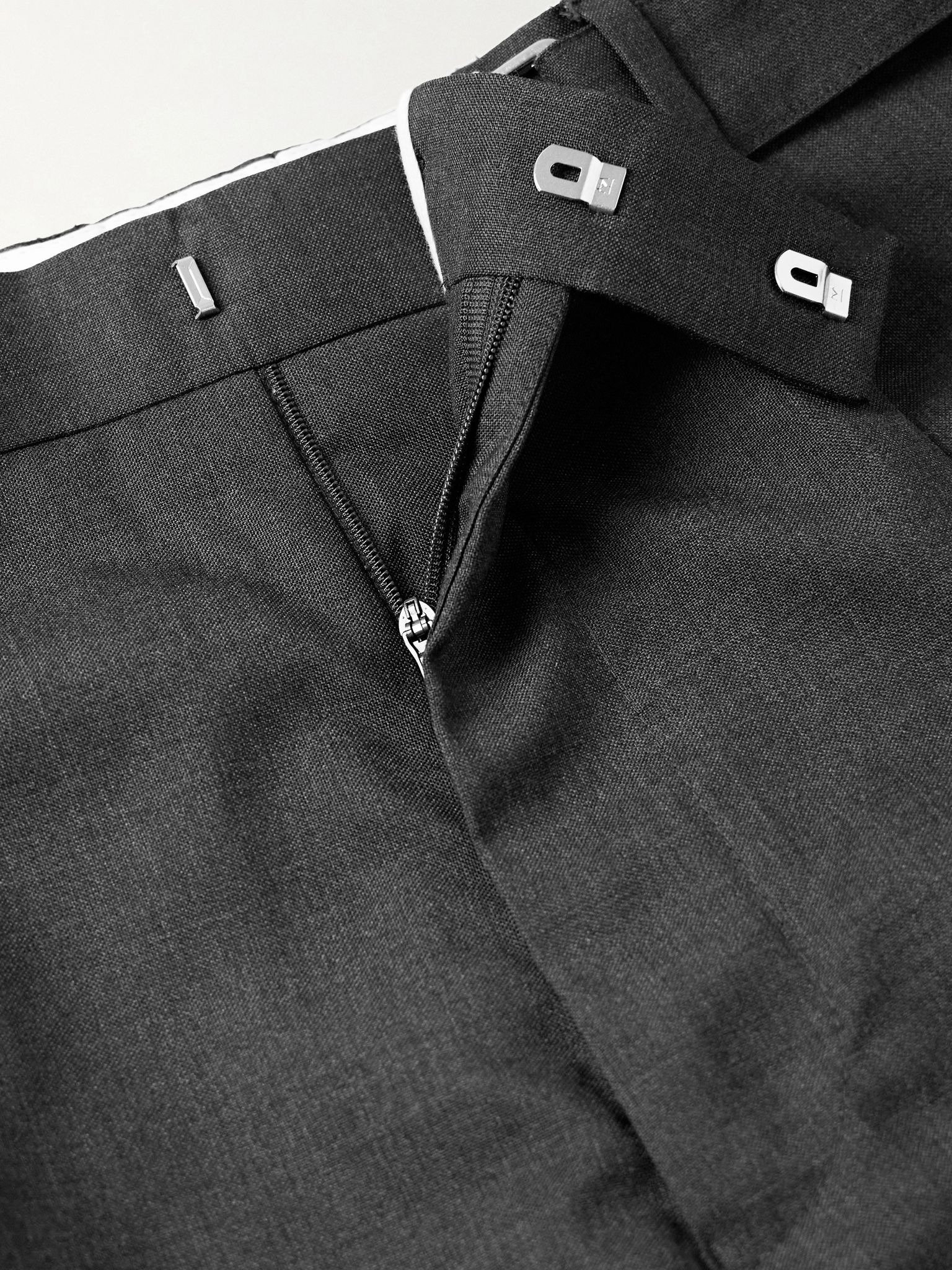 Hugo Tapered Belted Virgin Wool Suit Trousers Gray - 6