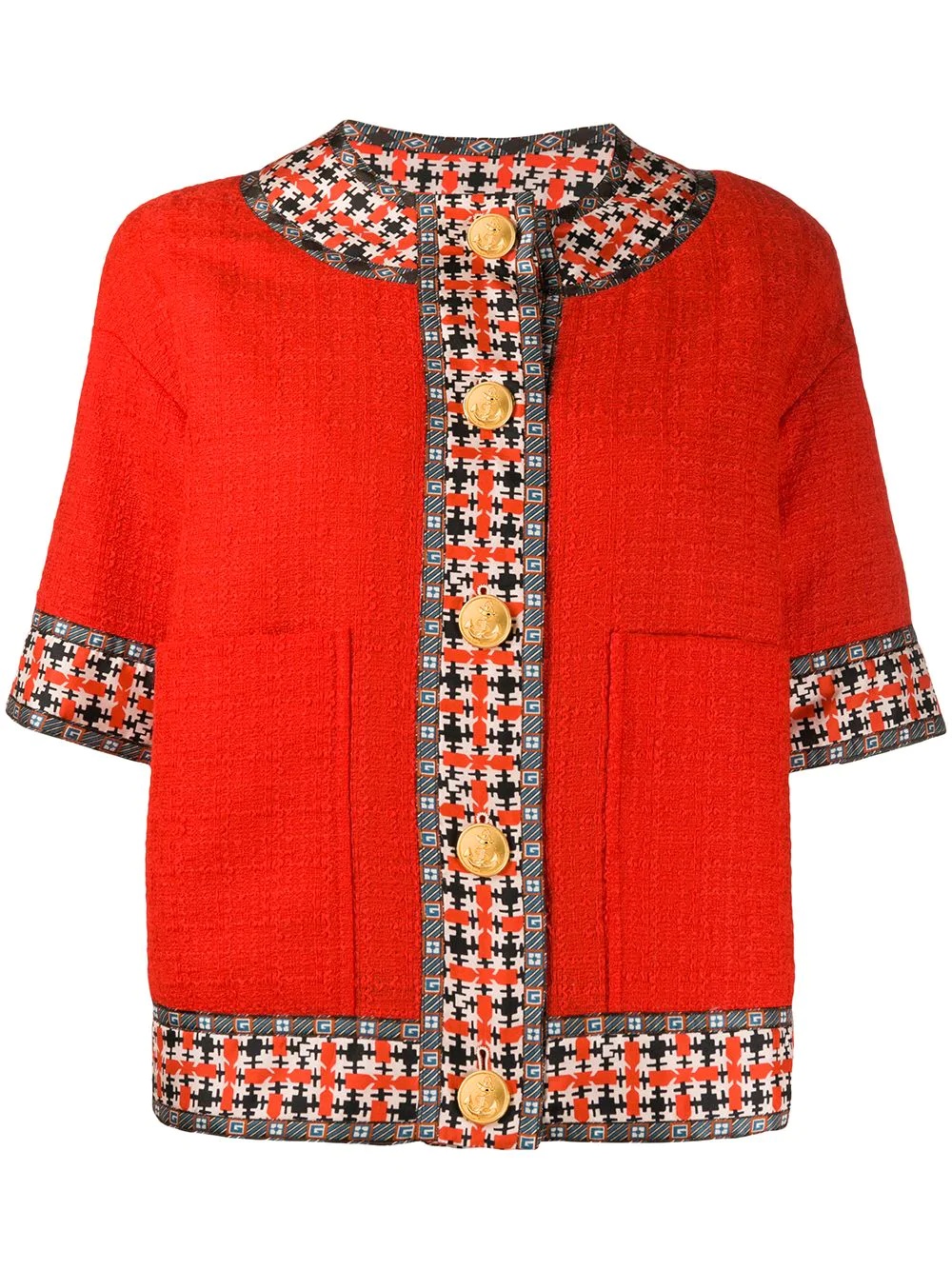 Square G trim tweed jacket - 1