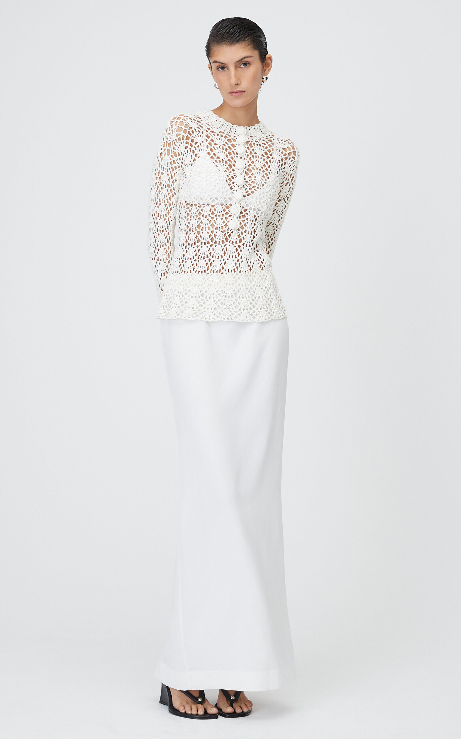 Crochet Cotton-Linen Top ivory - 3