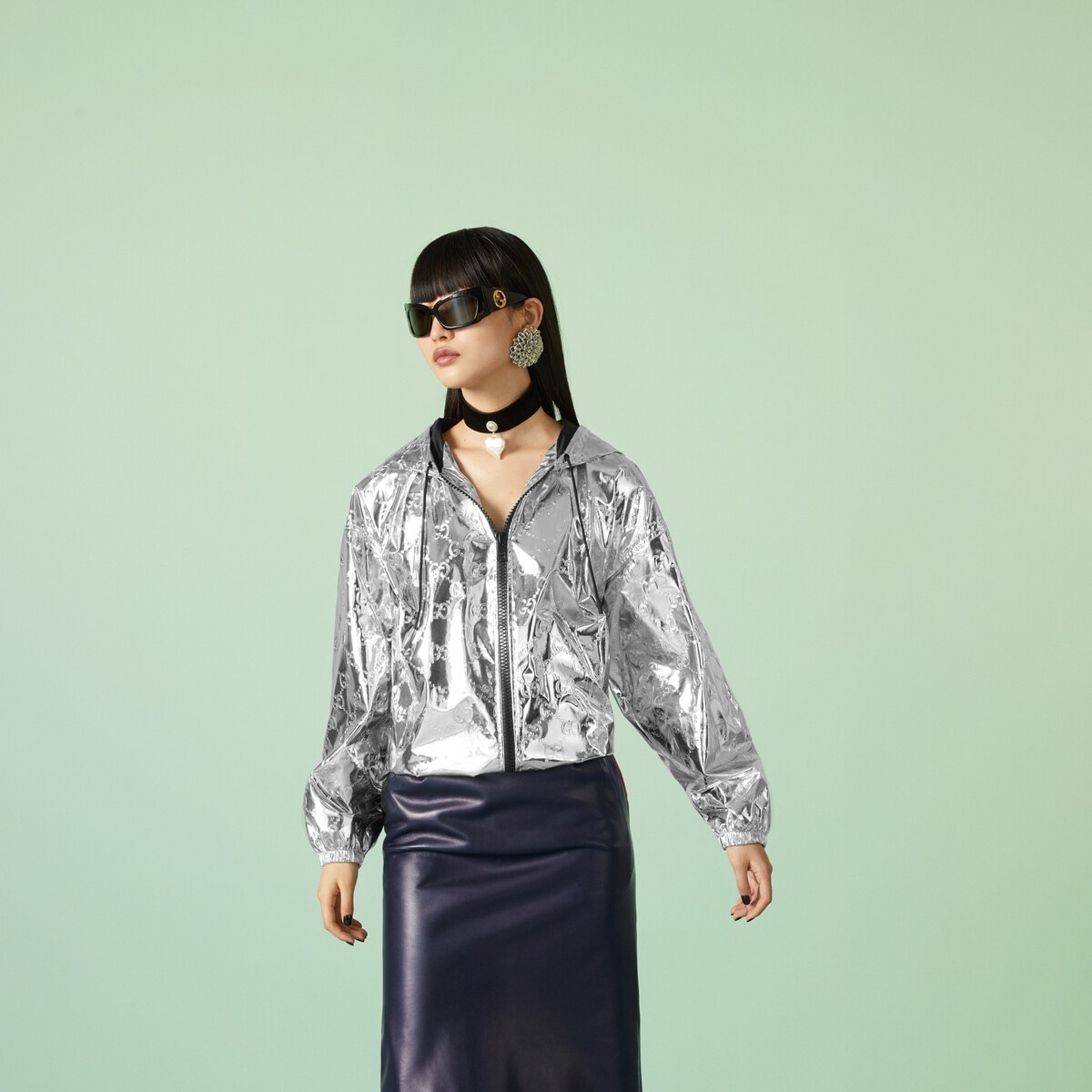 GG embossed fabric bomber jacket - 5
