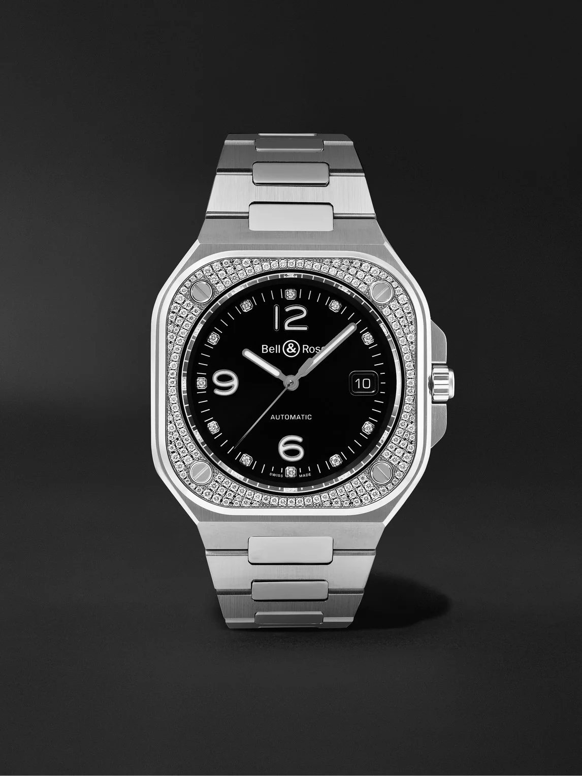 BR 05 Automatic Stainless Steel and Diamond Watch, Ref. BR05A-BL-STFLD/SST - 1