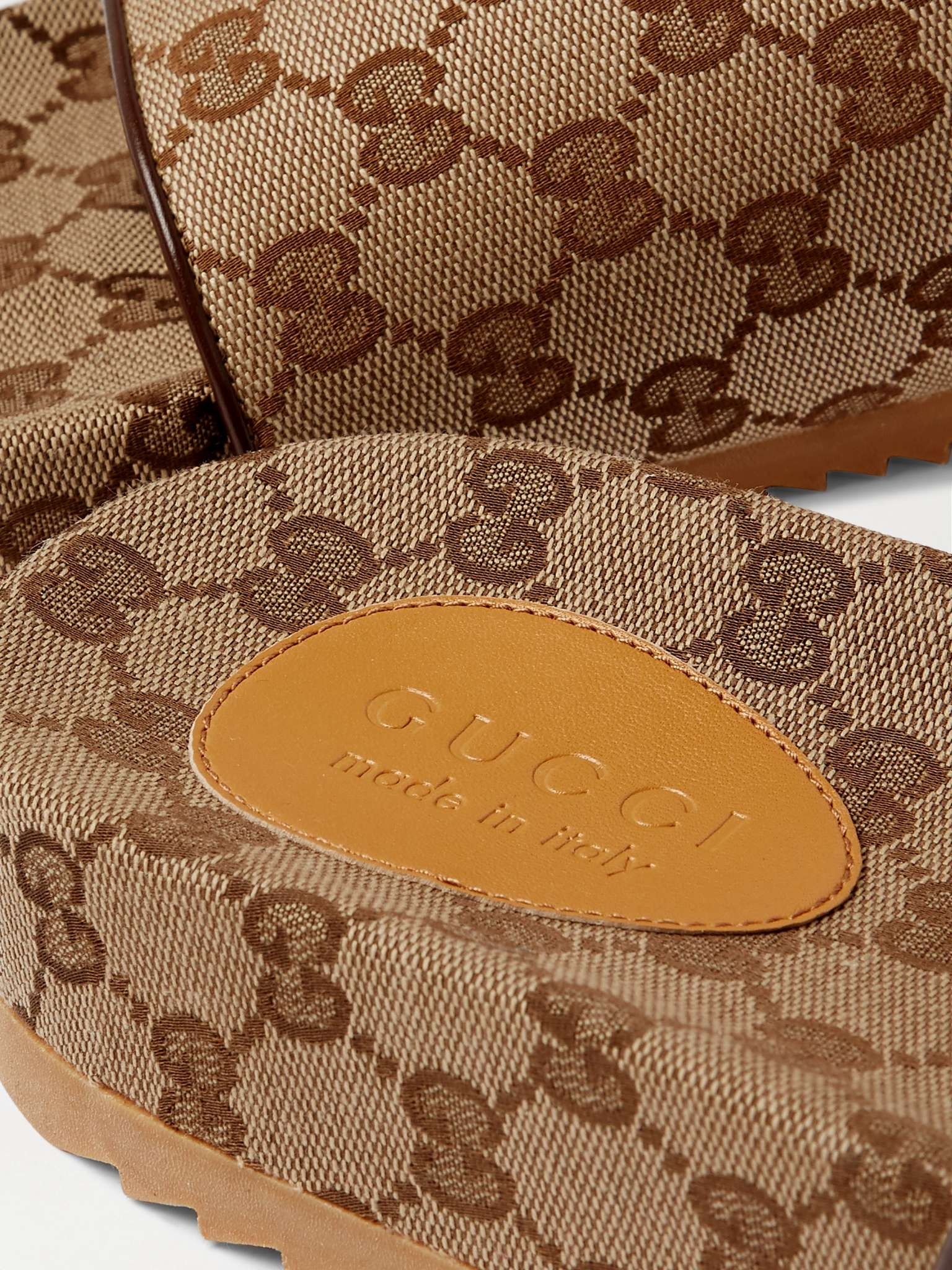 Gucci Men\'s Monogrammed Slides Size 8 GUCCI Leather-Trimmed Monogrammed Canvas Slides | REVERSIBLE main image 4