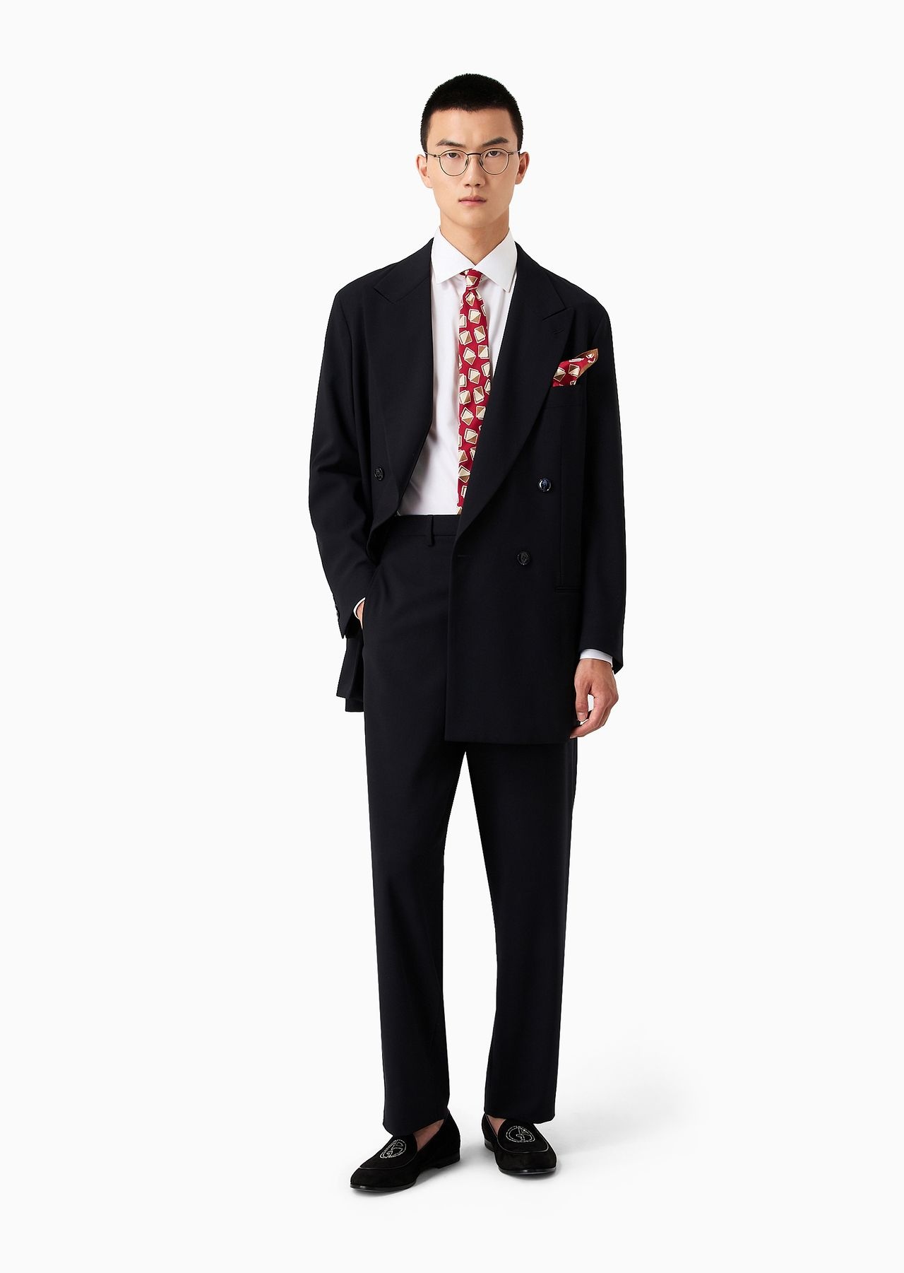 Double-breasted suit in virgin wool crêpe - 4