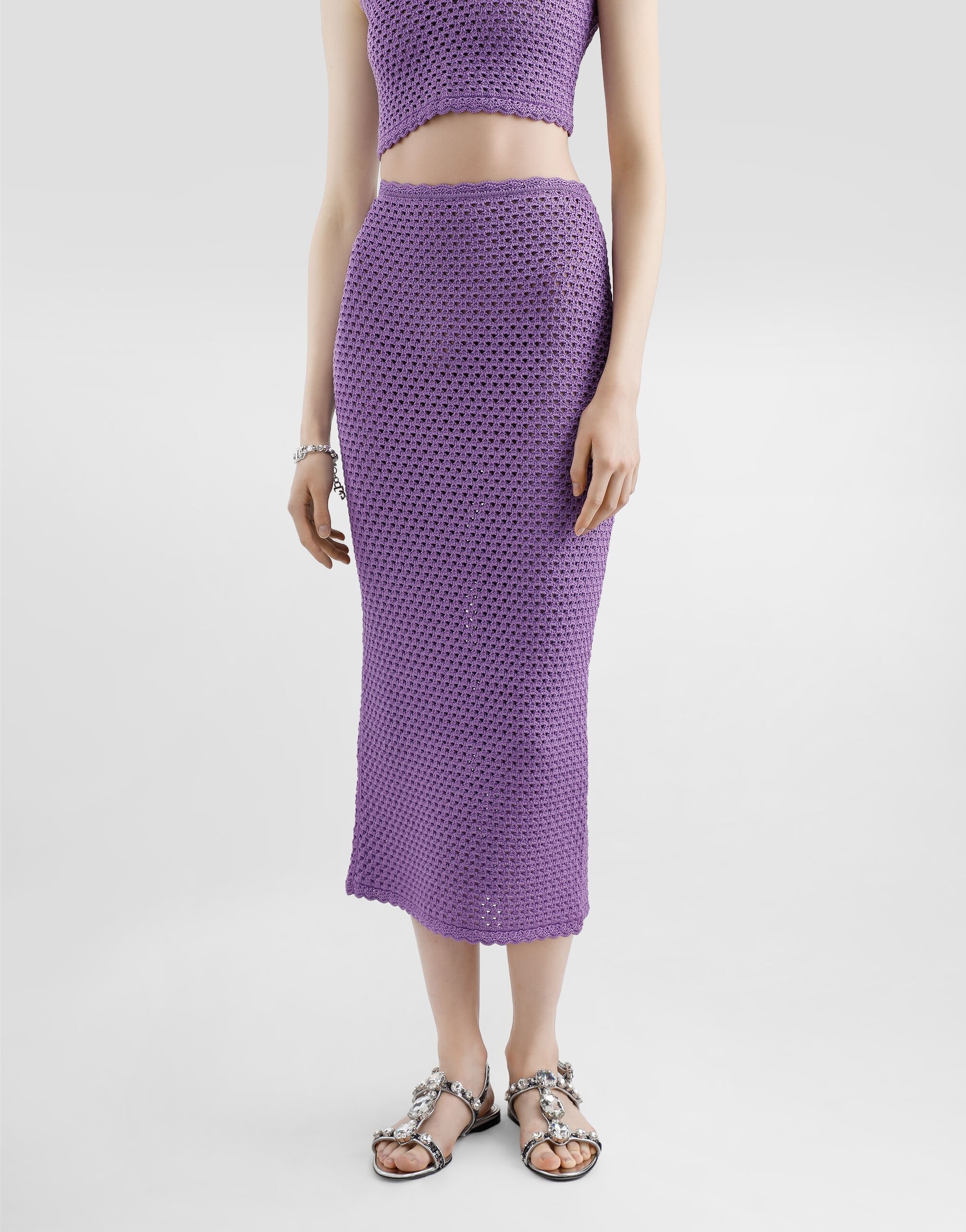 Calf-length crochet skirt - 4