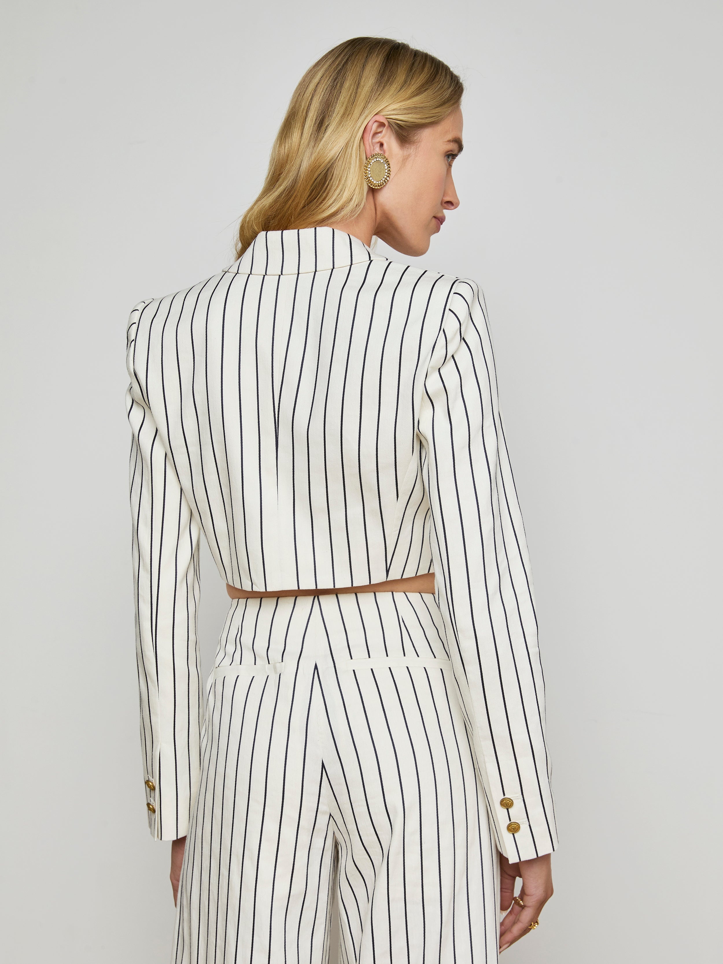 Izzie Striped Cropped Blazer - 6