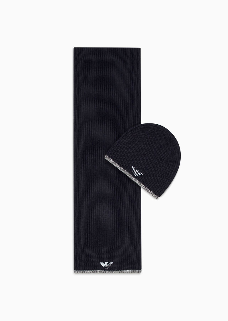 Hat and scarf set with embroidered eagle 1