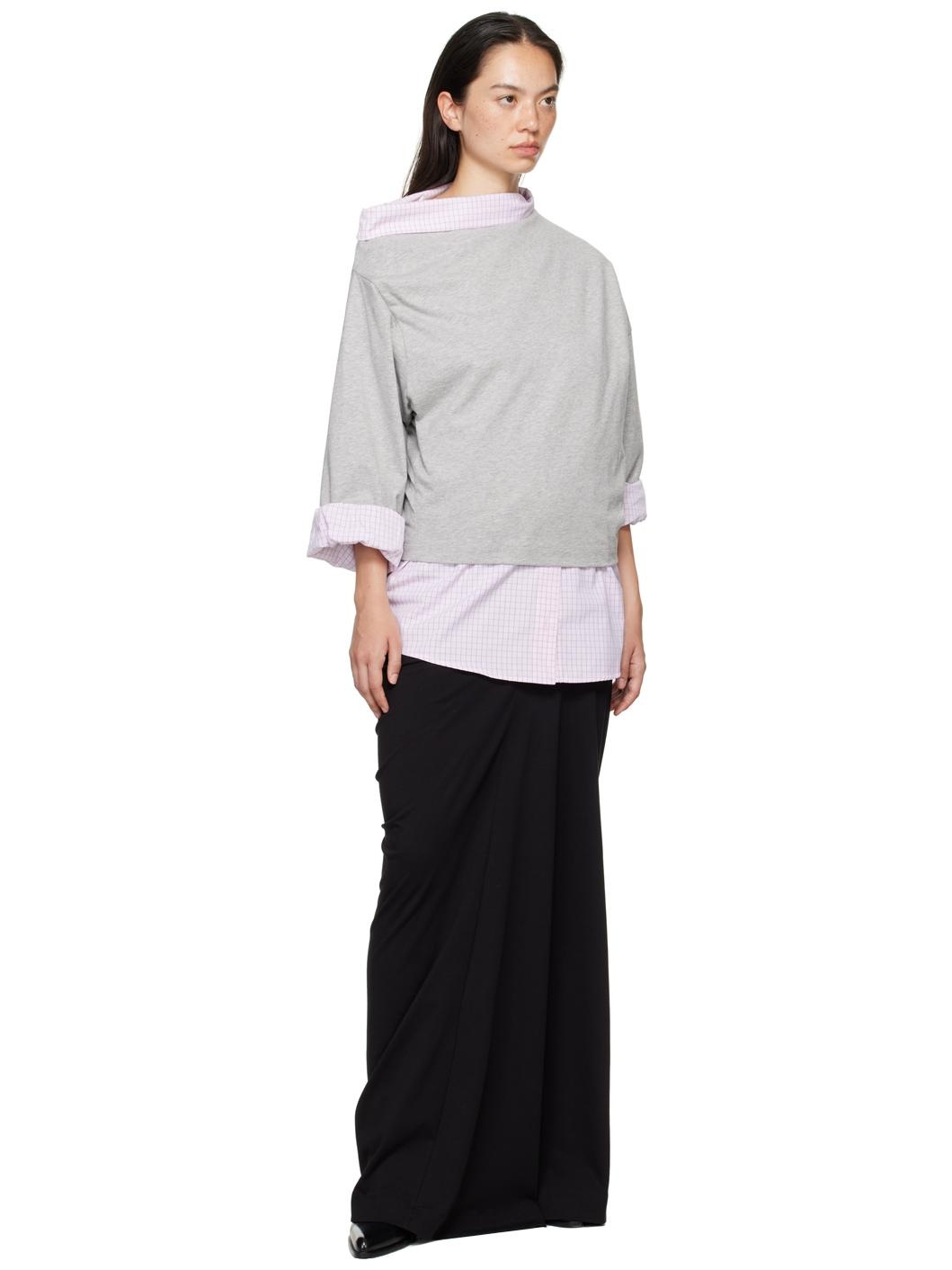 Gray Layered Long Sleeve T-Shirt - 4