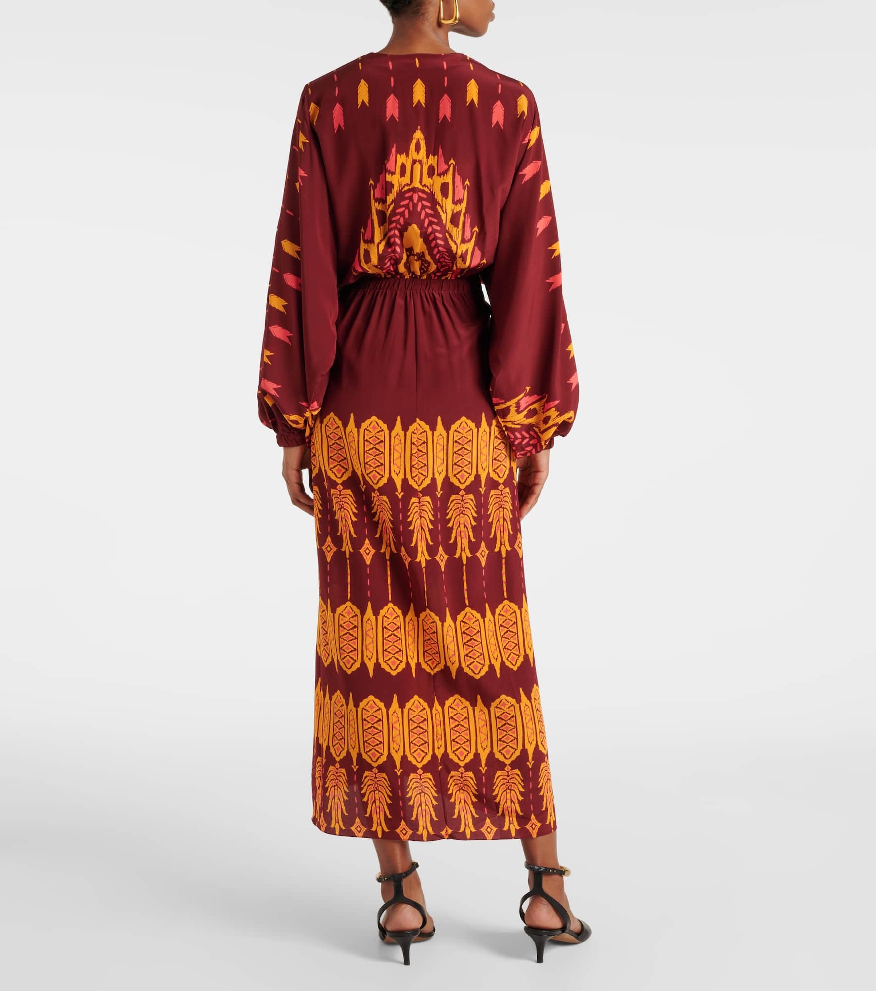 Printed silk wrap dress - 3