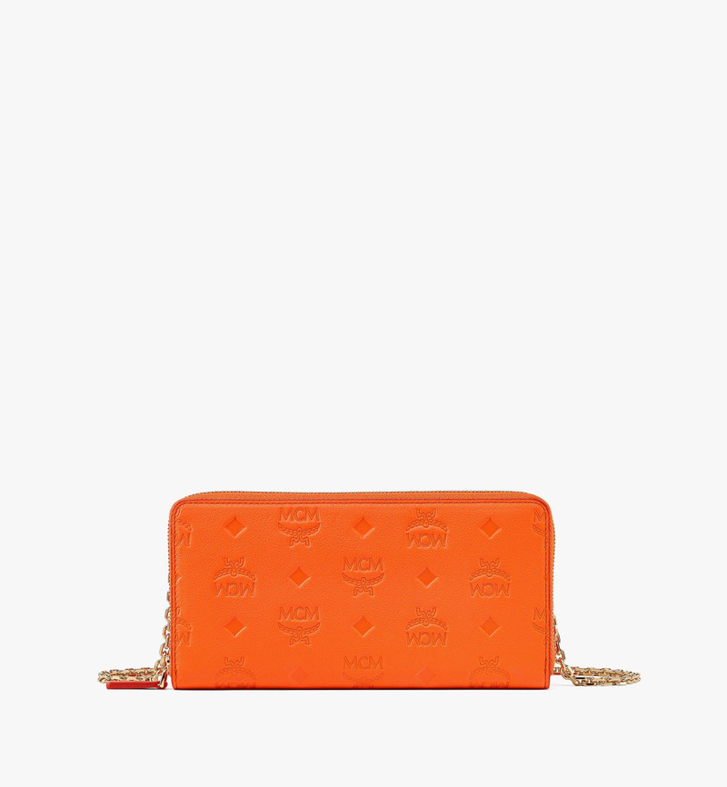 Aren Chain Zip Around Wallet in Embossed Monogram Leather 1