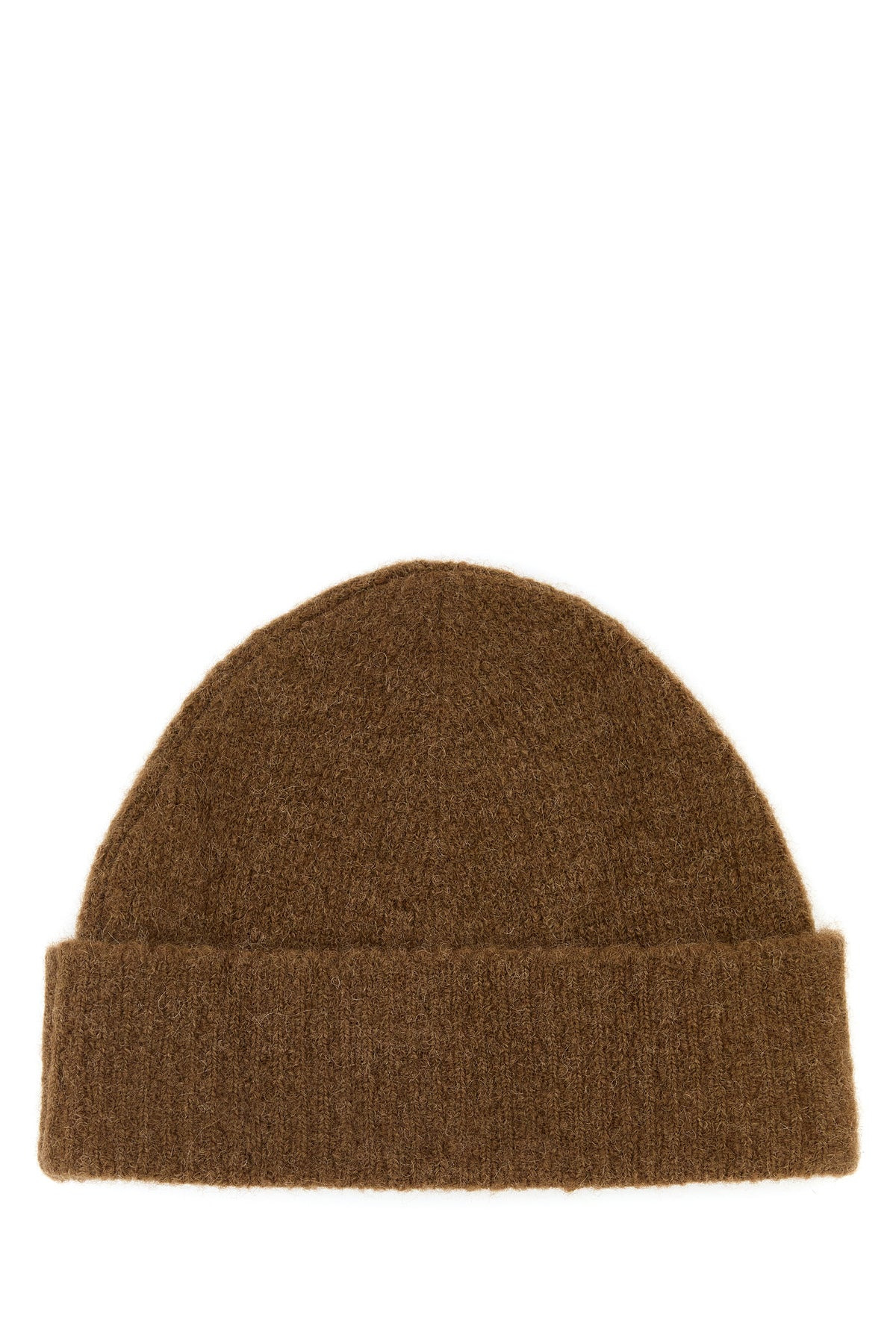 Brown stretch alpaca blend beanie - 2