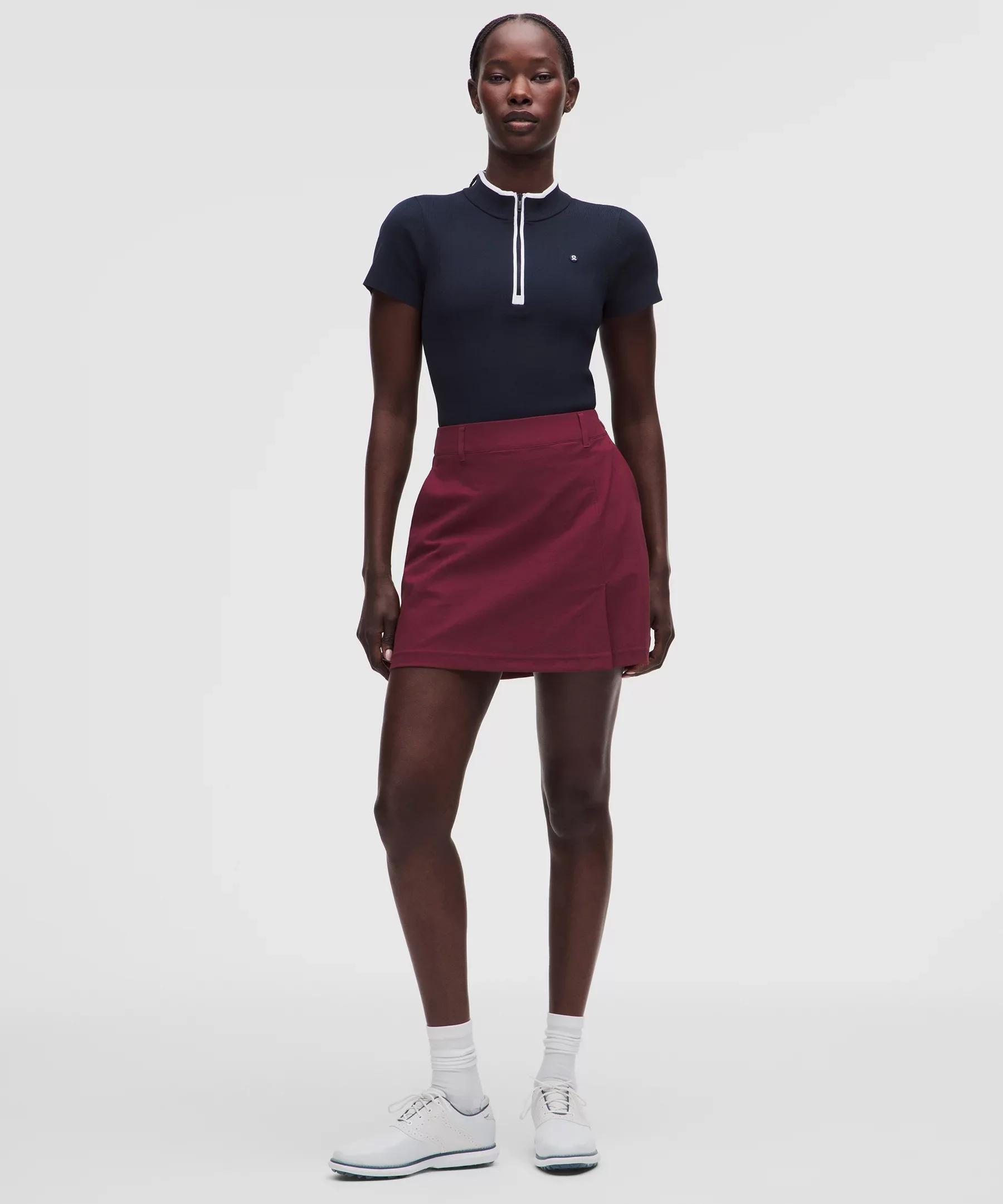 Stretch Twill Front Pleat Golf Skirt *Embroidered Logo - 1