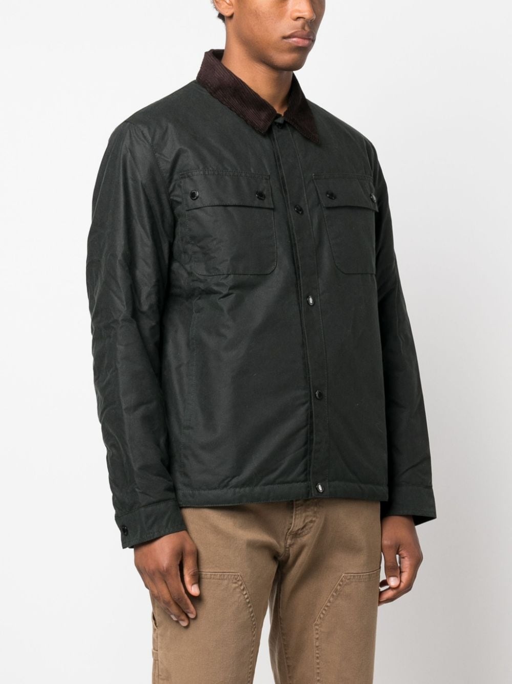 corduroy-collar wax jacket - 4