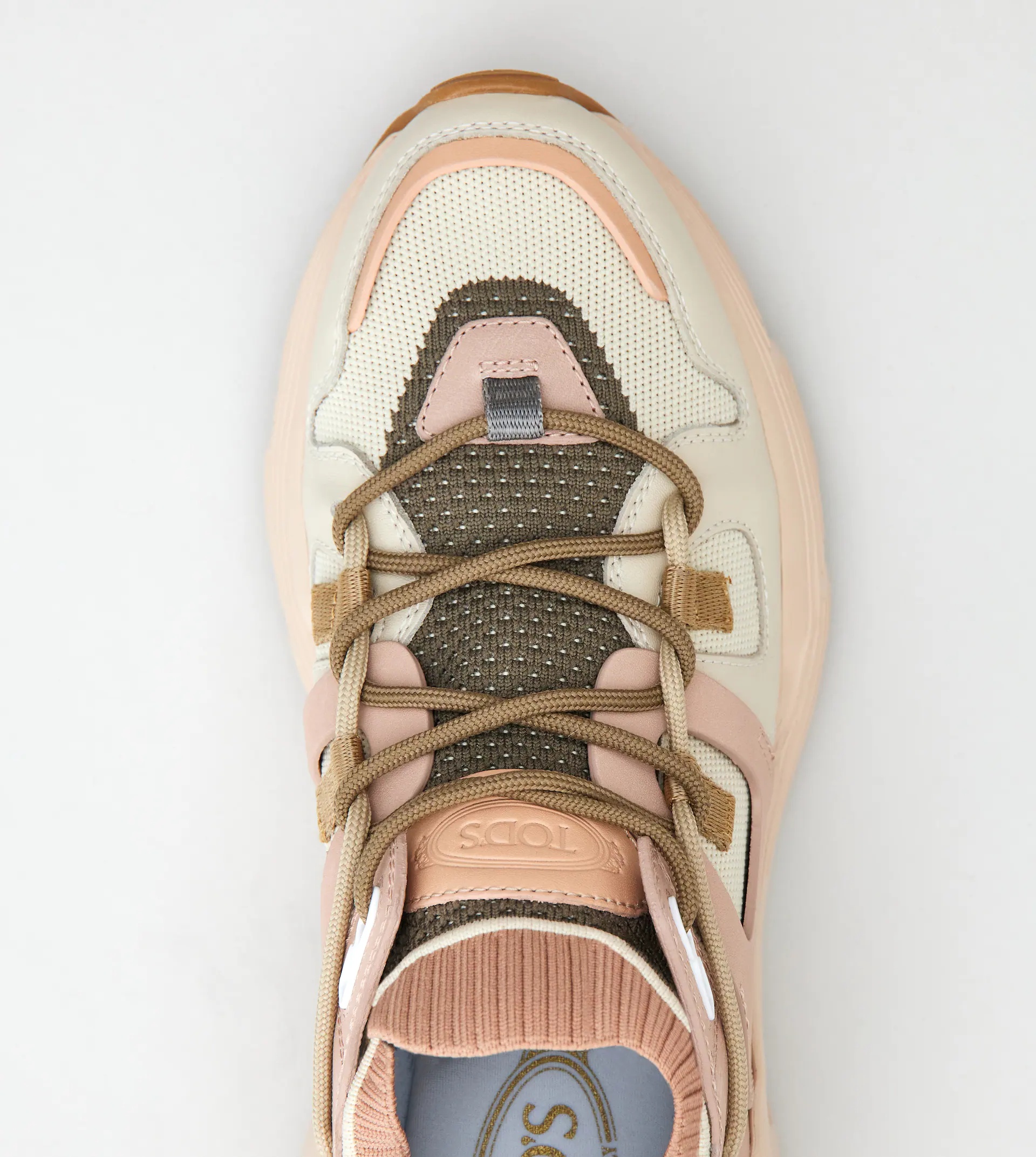 SNEAKERS IN LEATHER AND TECHNICAL FABRIC - PINK - 4