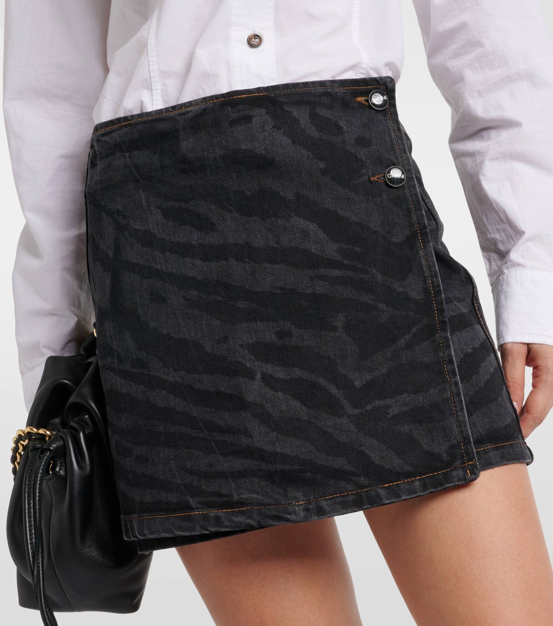 High-rise denim wrap skirt - 4
