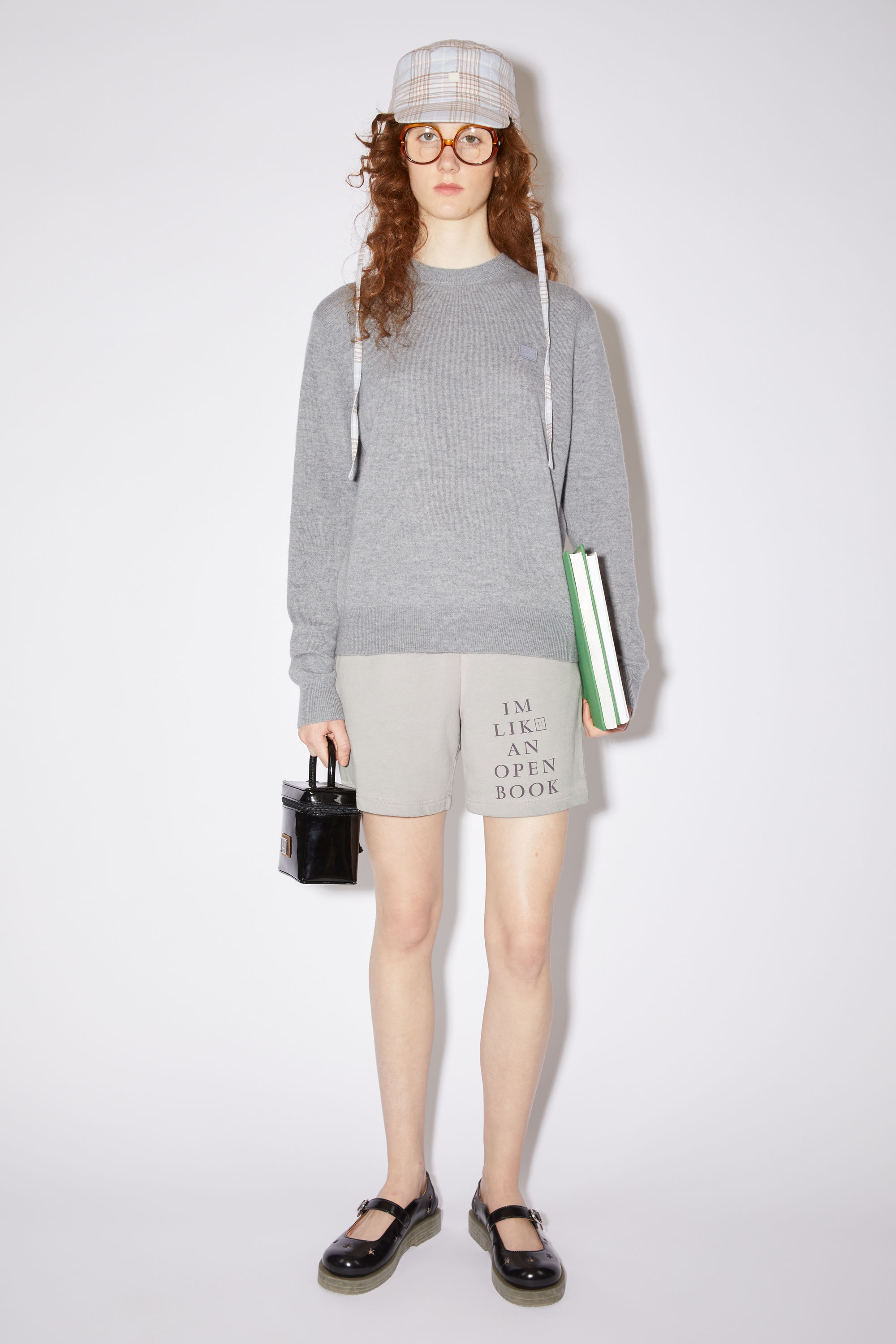 Wool crew neck sweater - Grey Melange - 2