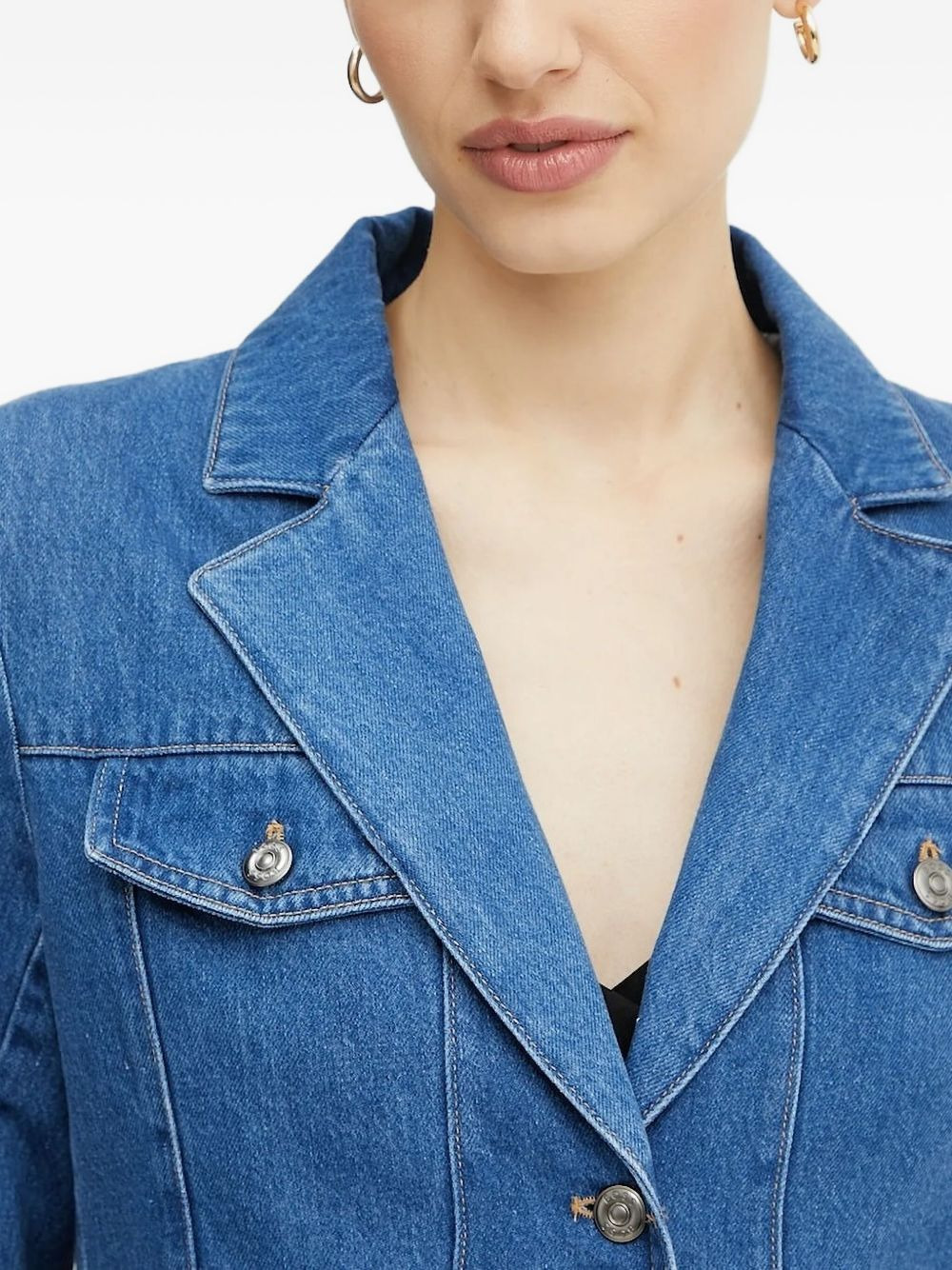 denim flap-pocket blazer - 3